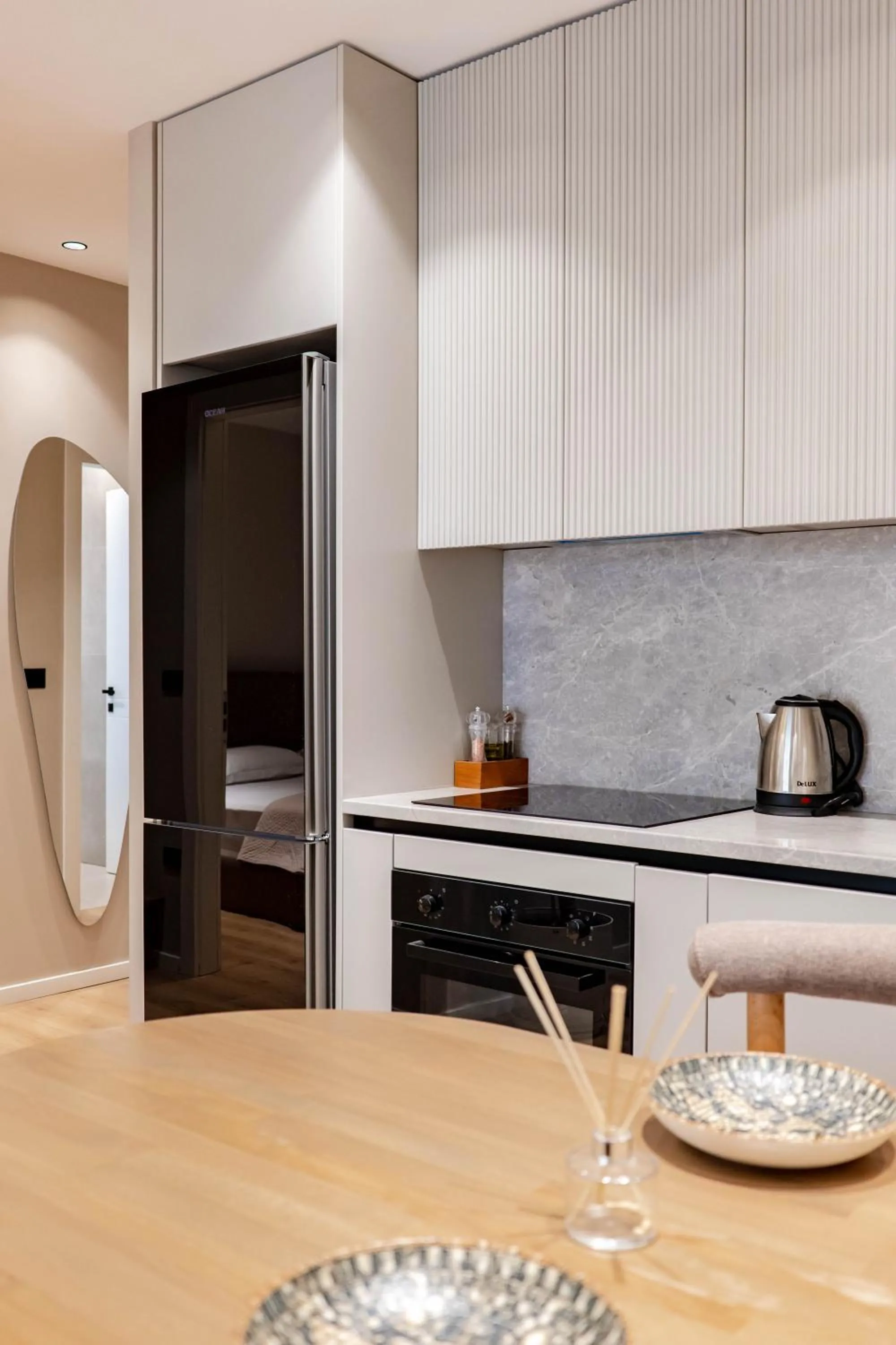 Kitchen or kitchenette in Agate Hotel Tirana