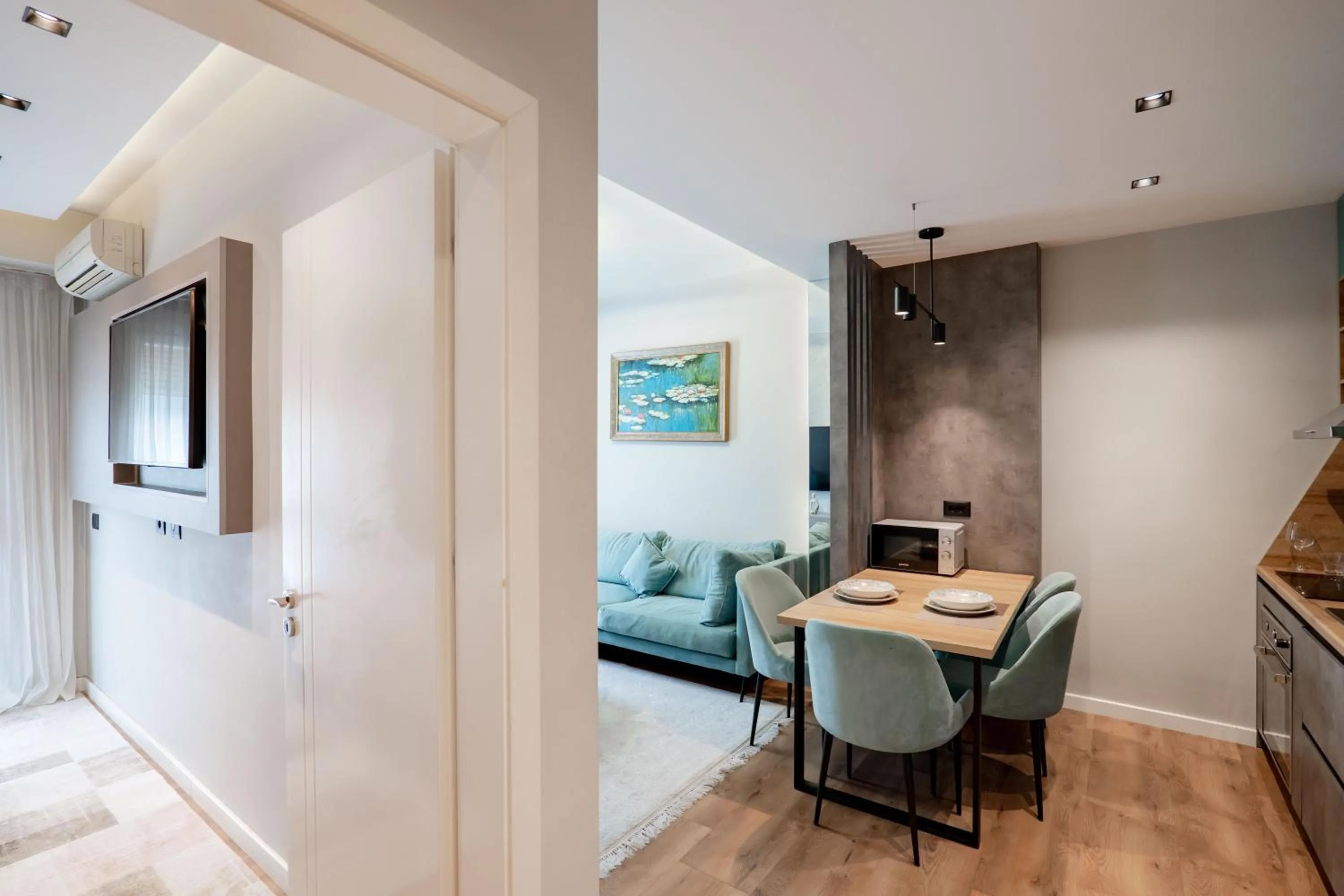 Kitchen or kitchenette in Agate Hotel Tirana