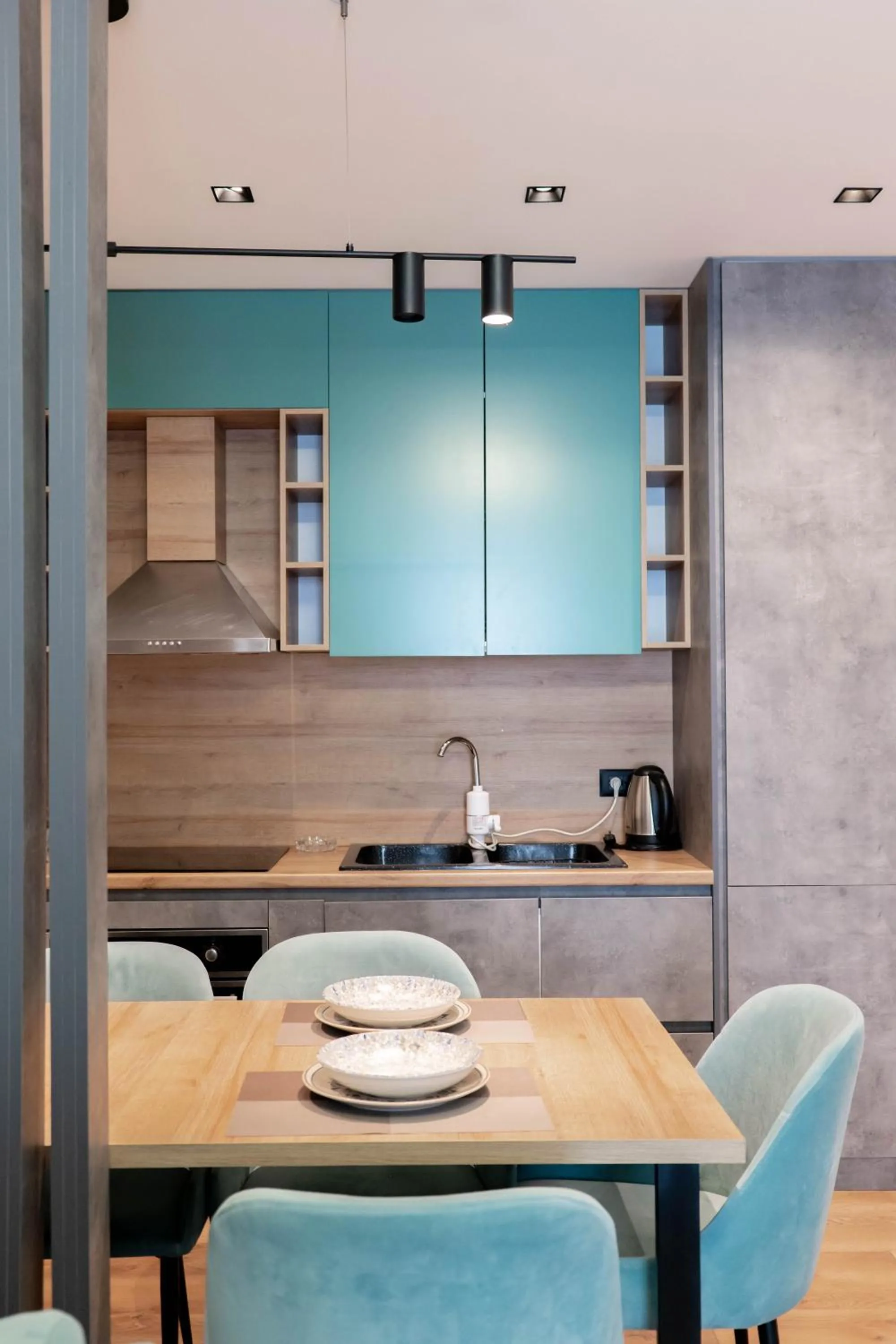 Kitchen or kitchenette in Agate Hotel Tirana