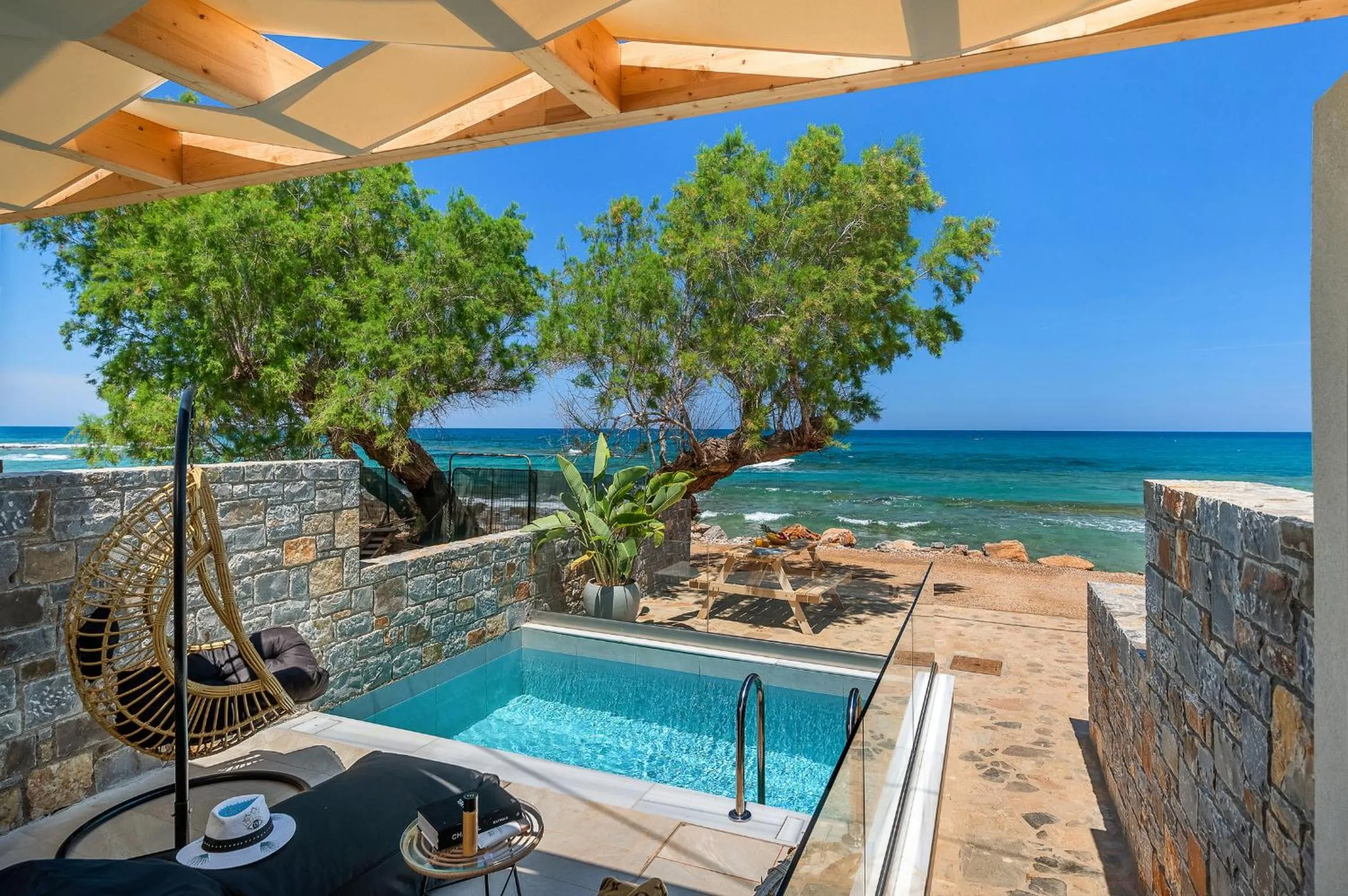 Patio in Milatos Seaside Suites