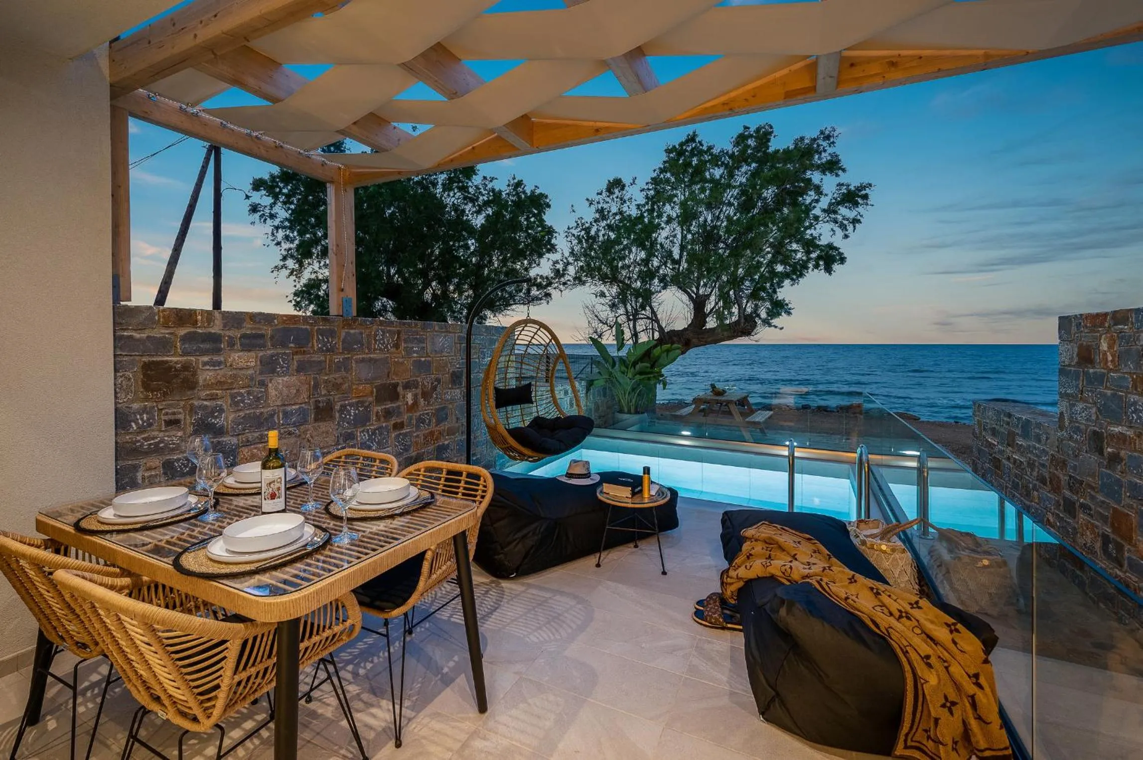 Patio in Milatos Seaside Suites