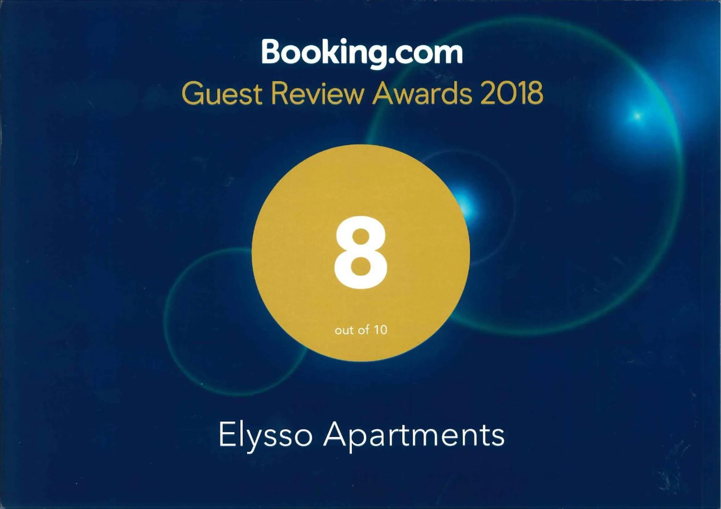 Certificate/Award in Elysso Apartments