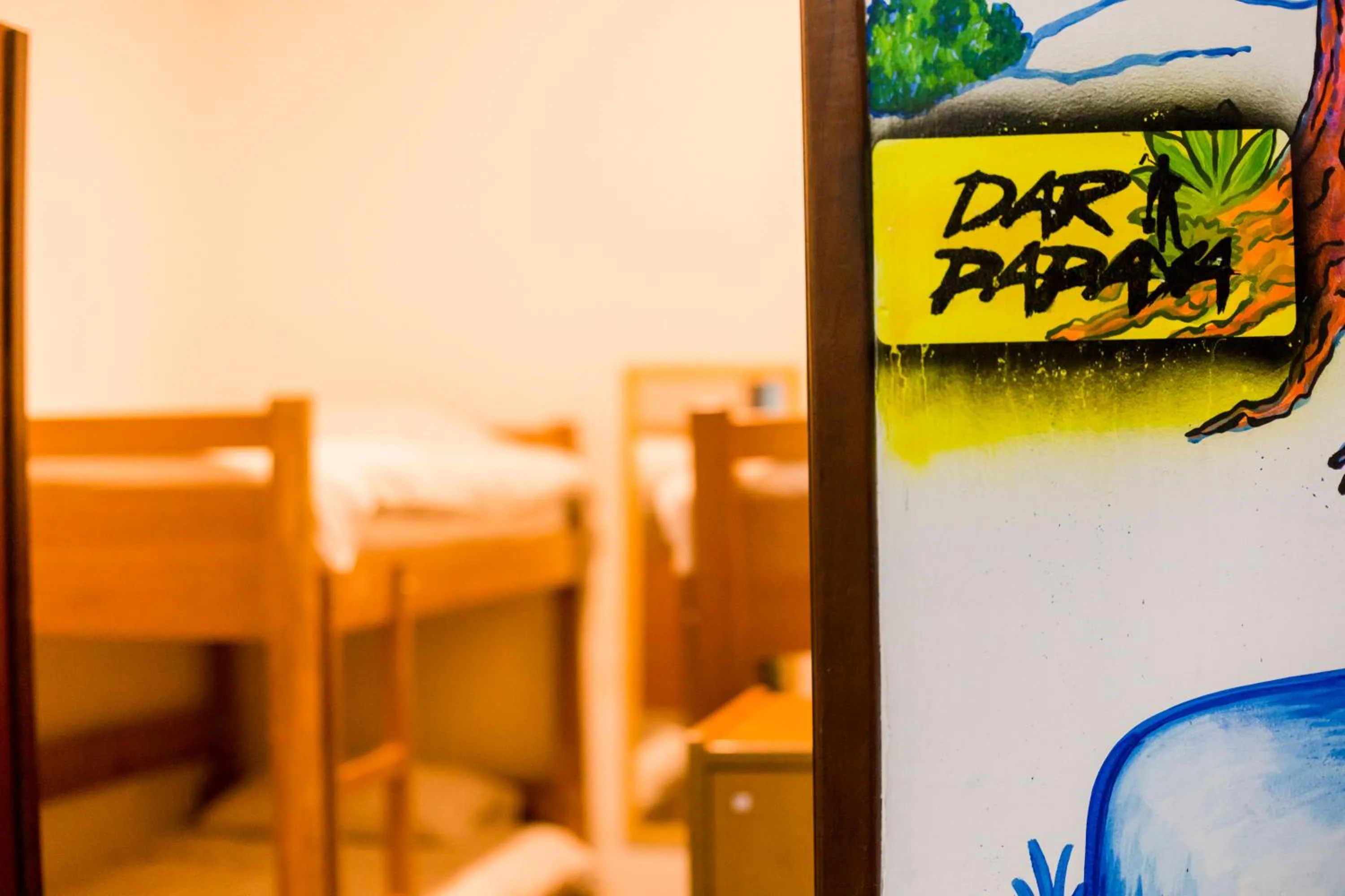 Decorative detail, Bed in Fatima Hostel Bogotá