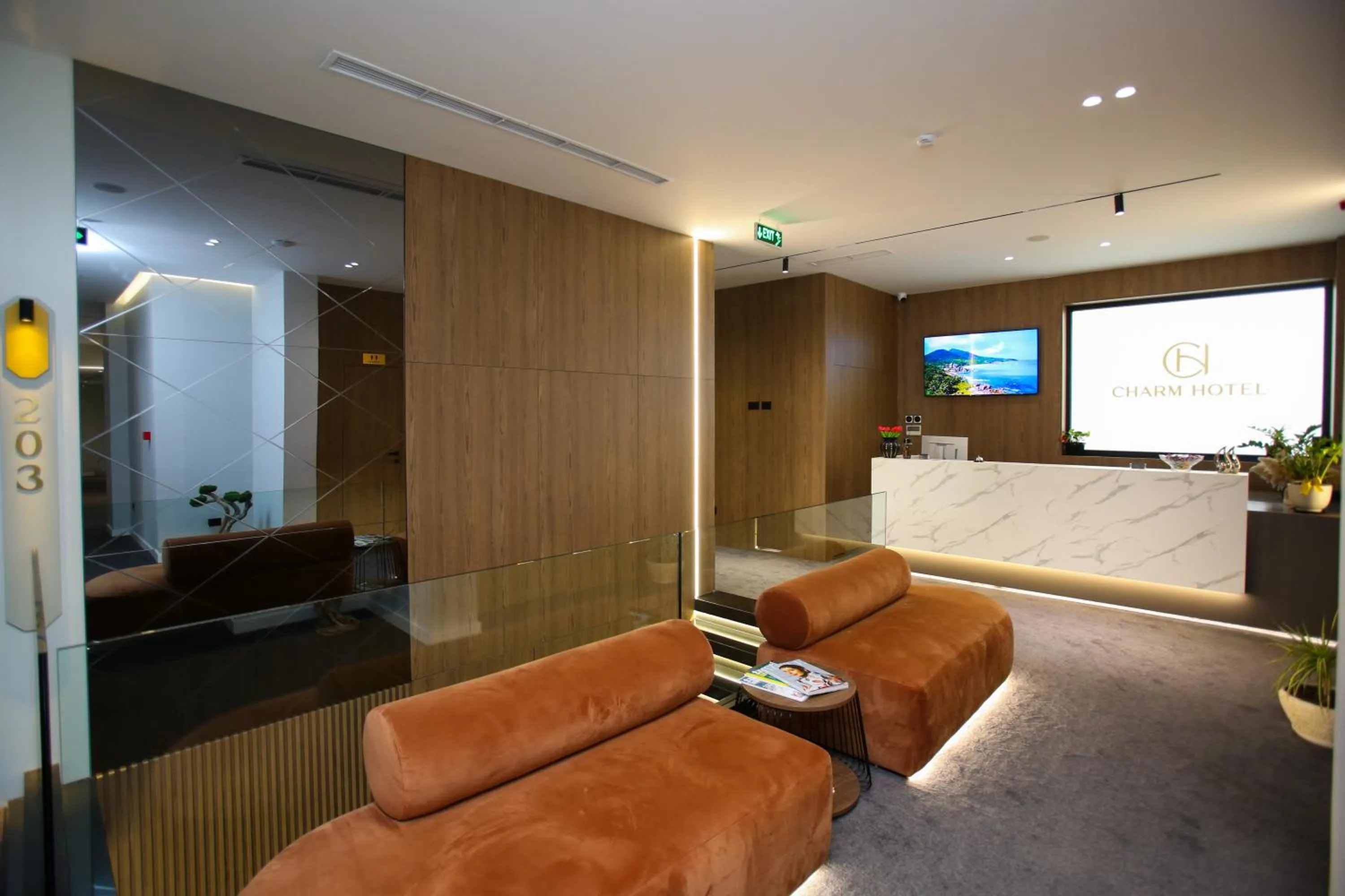 Seating area in Charm Hotel