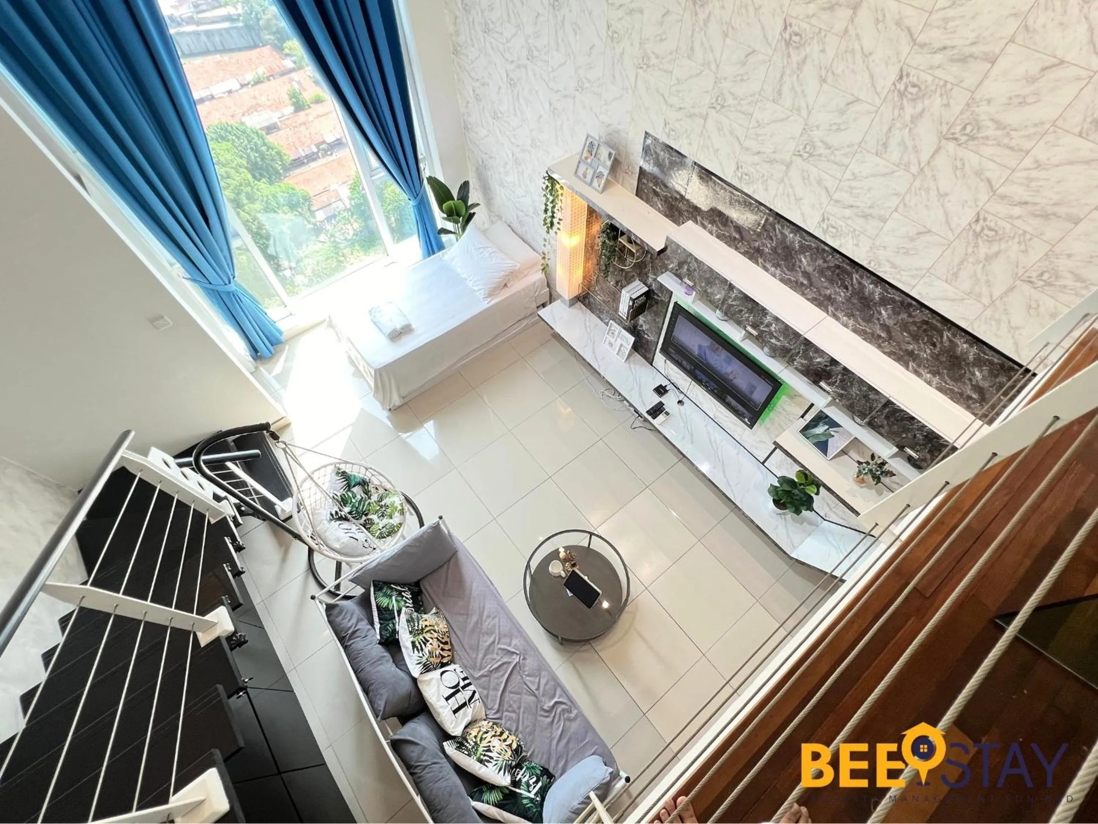 Living room in The Scott Garden Kuala Lumpur by BeeStay Management