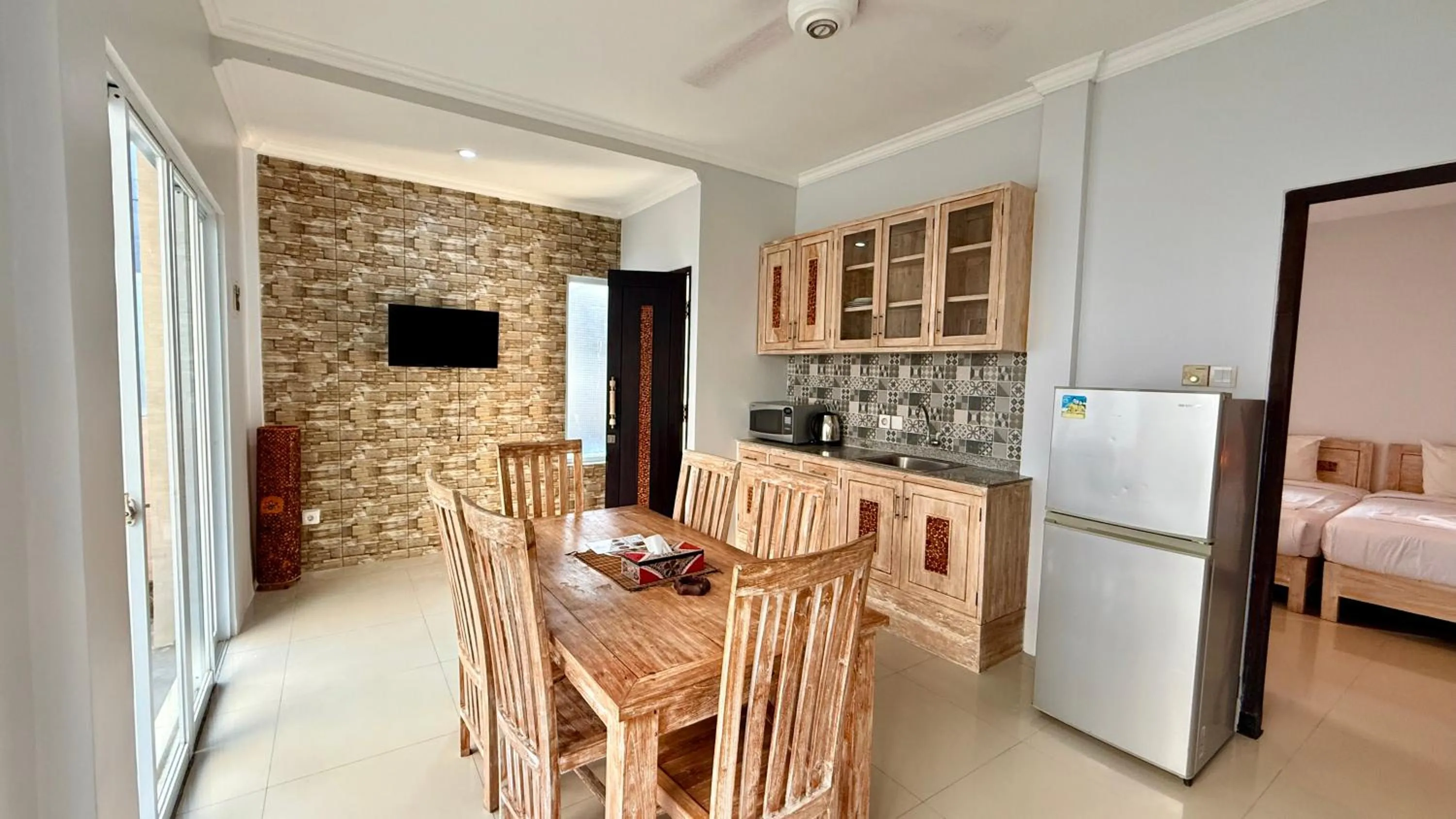 Kitchen or kitchenette, Bed in Padma Pandawa Villa