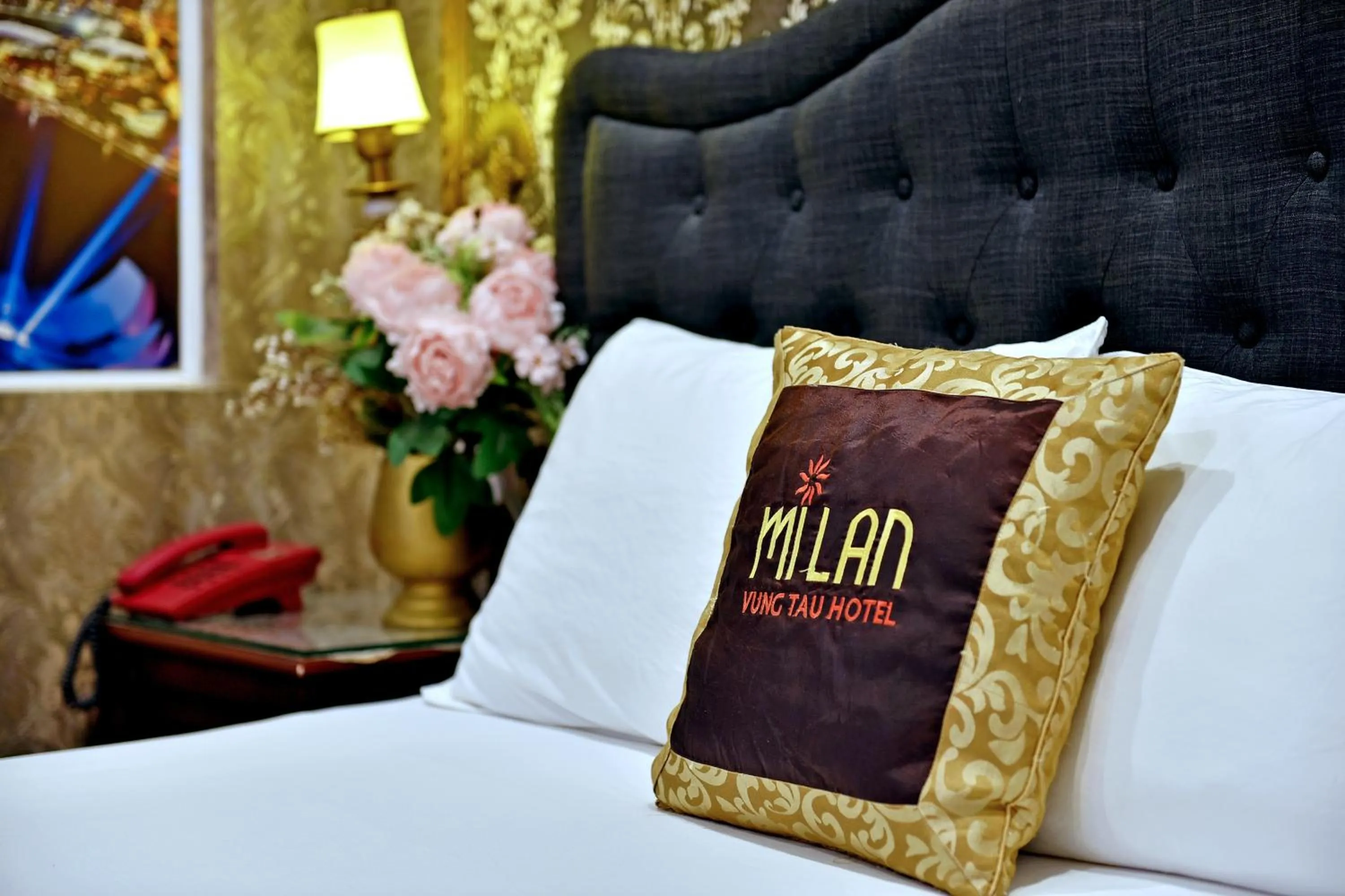 Decorative detail, Bed in Milan Corner Hotel