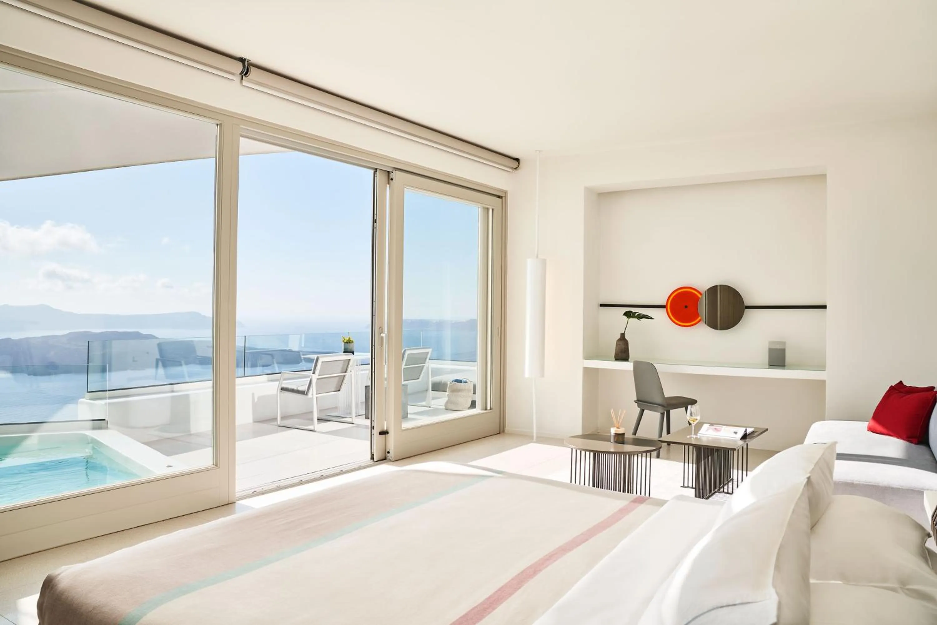 Bed in Alti Santorini Suites - Caldera View