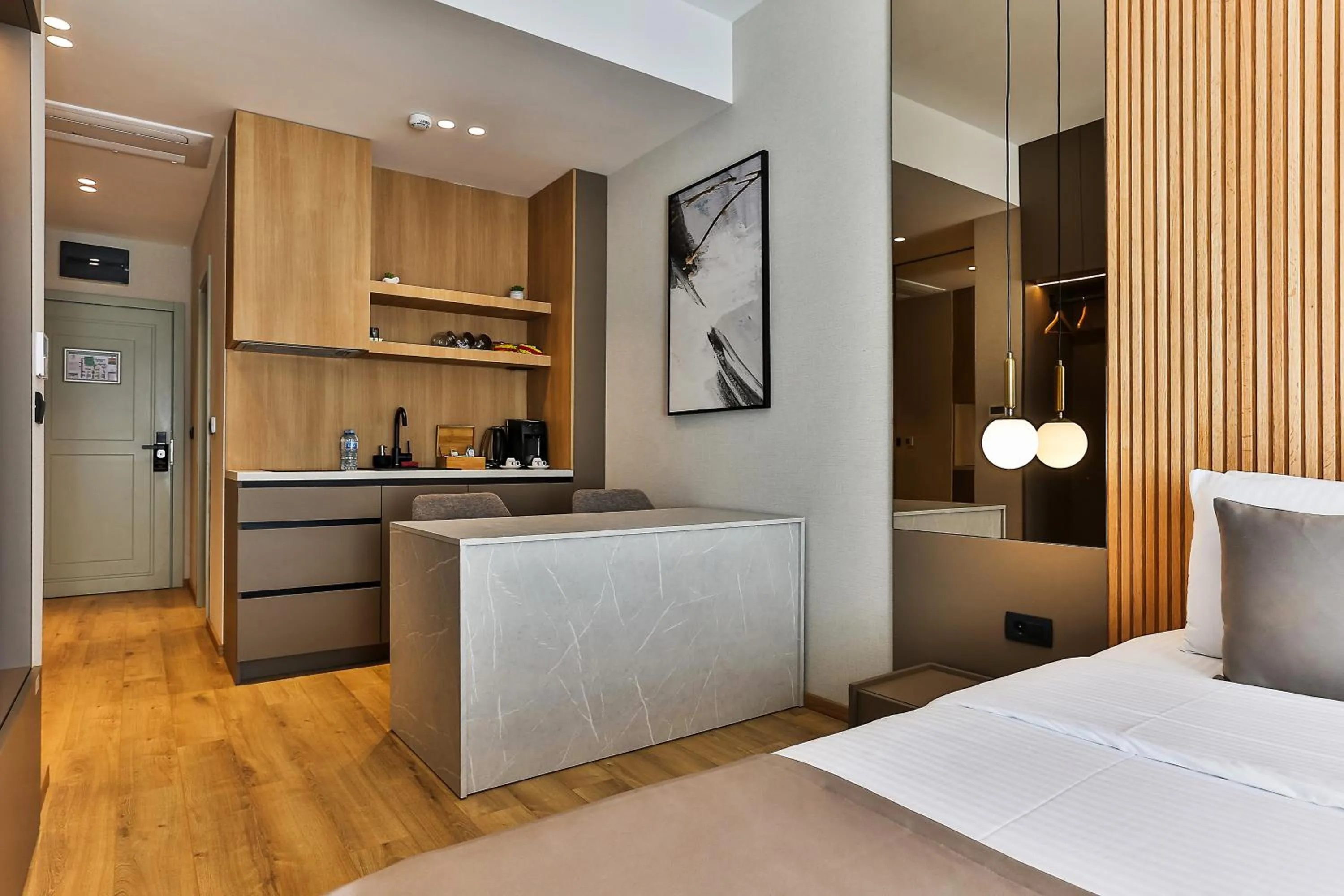 Kitchen or kitchenette, Bed in Regent Resort Budva