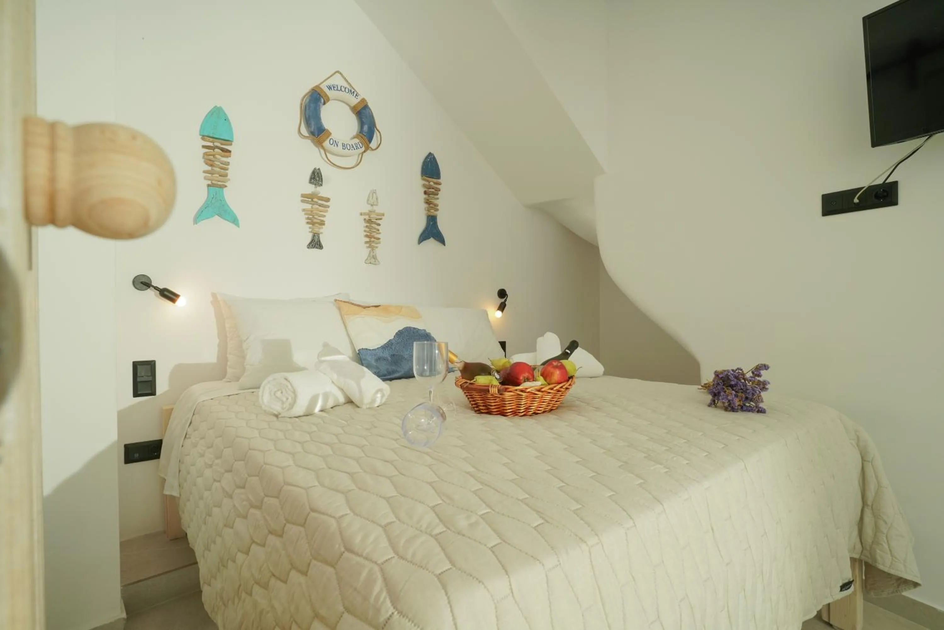 Bed in Seabed Suites Mykonos