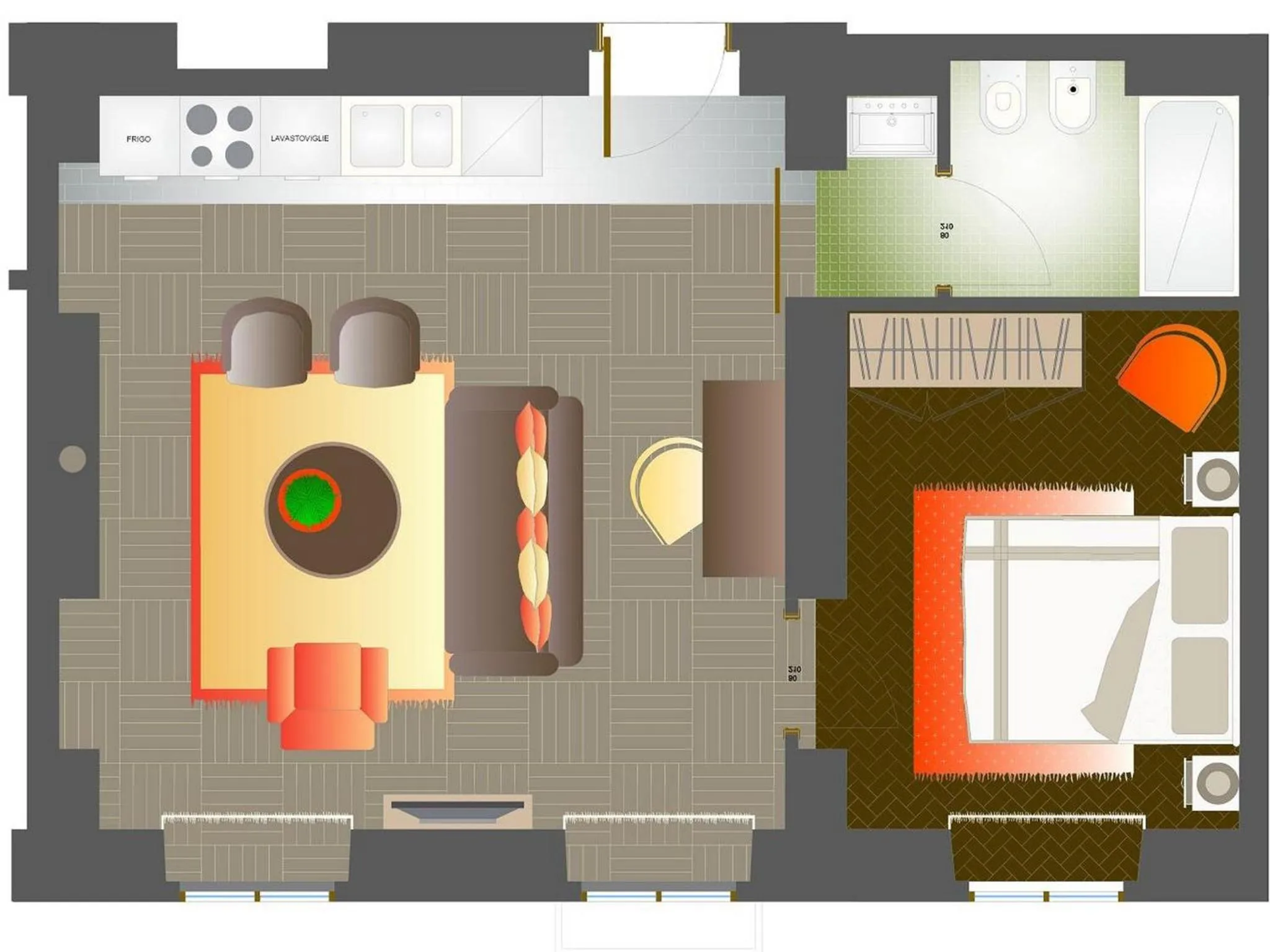 Floor plan in Piazza Vittorio Suites