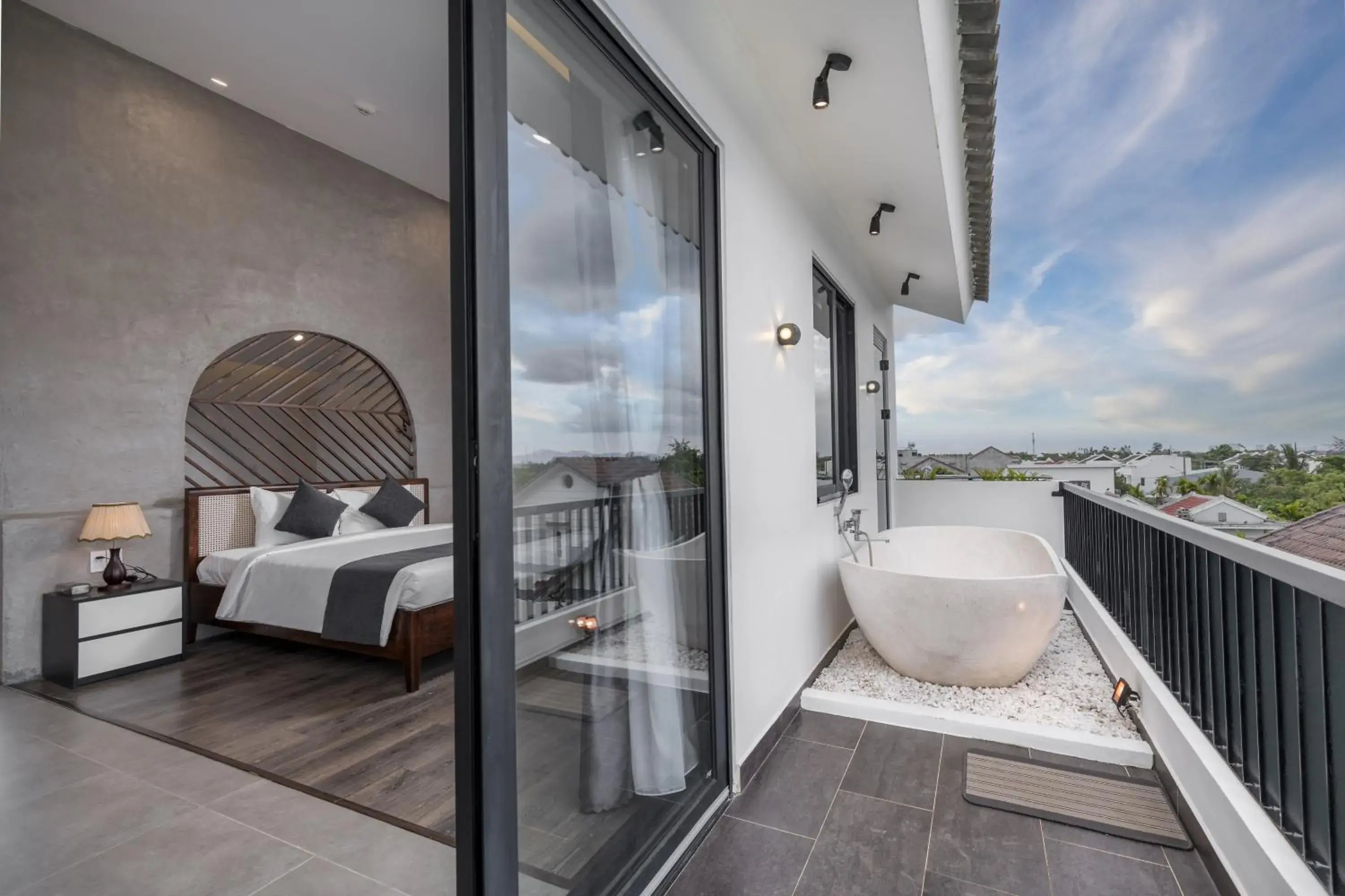 Balcony/Terrace, Bed in Charm Champion Villa Hoian Balcony/Terrace, Bed in Charm Champion Villa Hoian