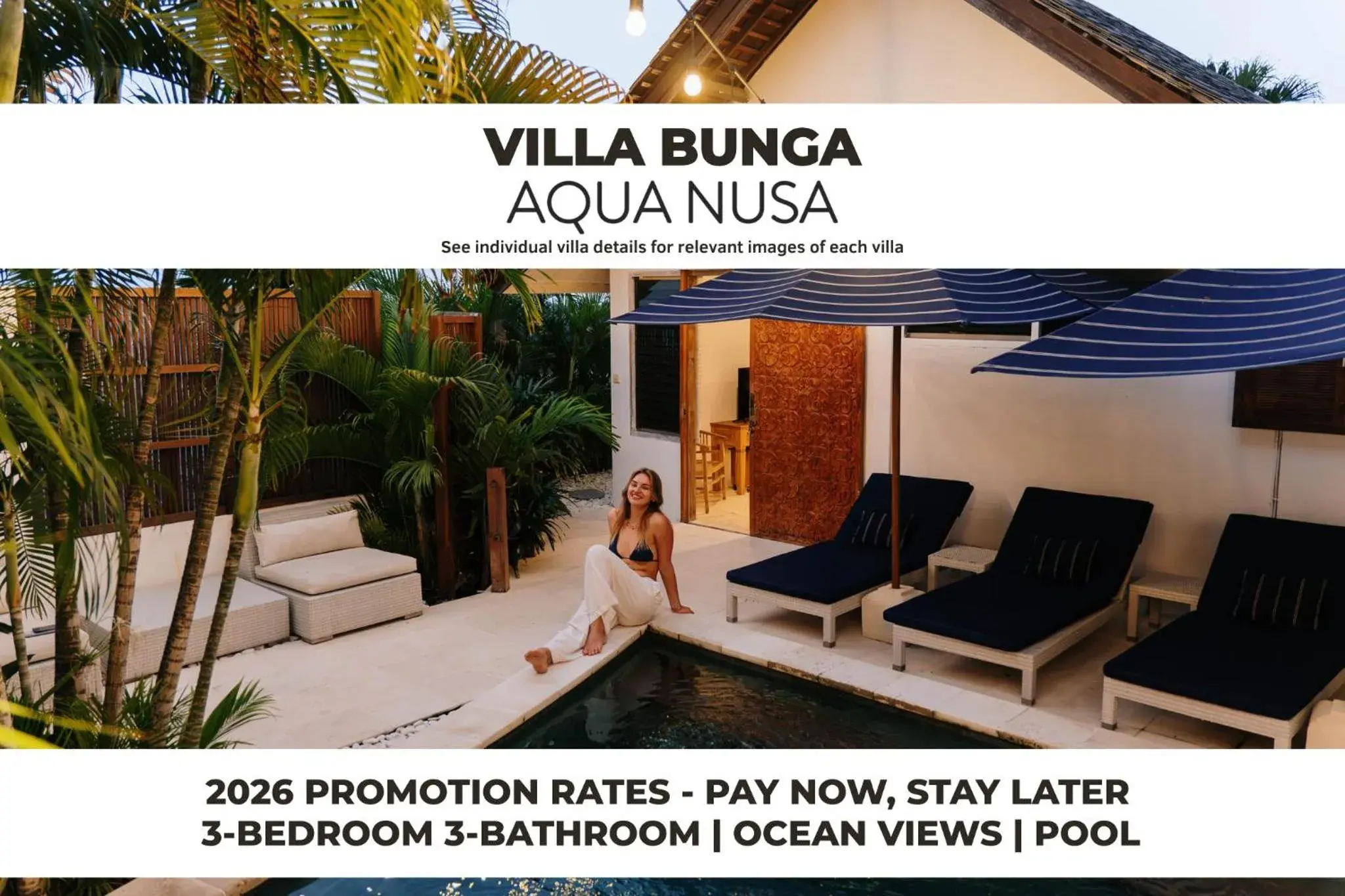 Villa Bunga - Three Bedroom Villa with Private Pool and Garden View in Aqua Nusa - Luxury Lembongan Villas Villa Bunga - Three Bedroom Villa with Private Pool and Garden View in Aqua Nusa - Luxury Lembongan Villas