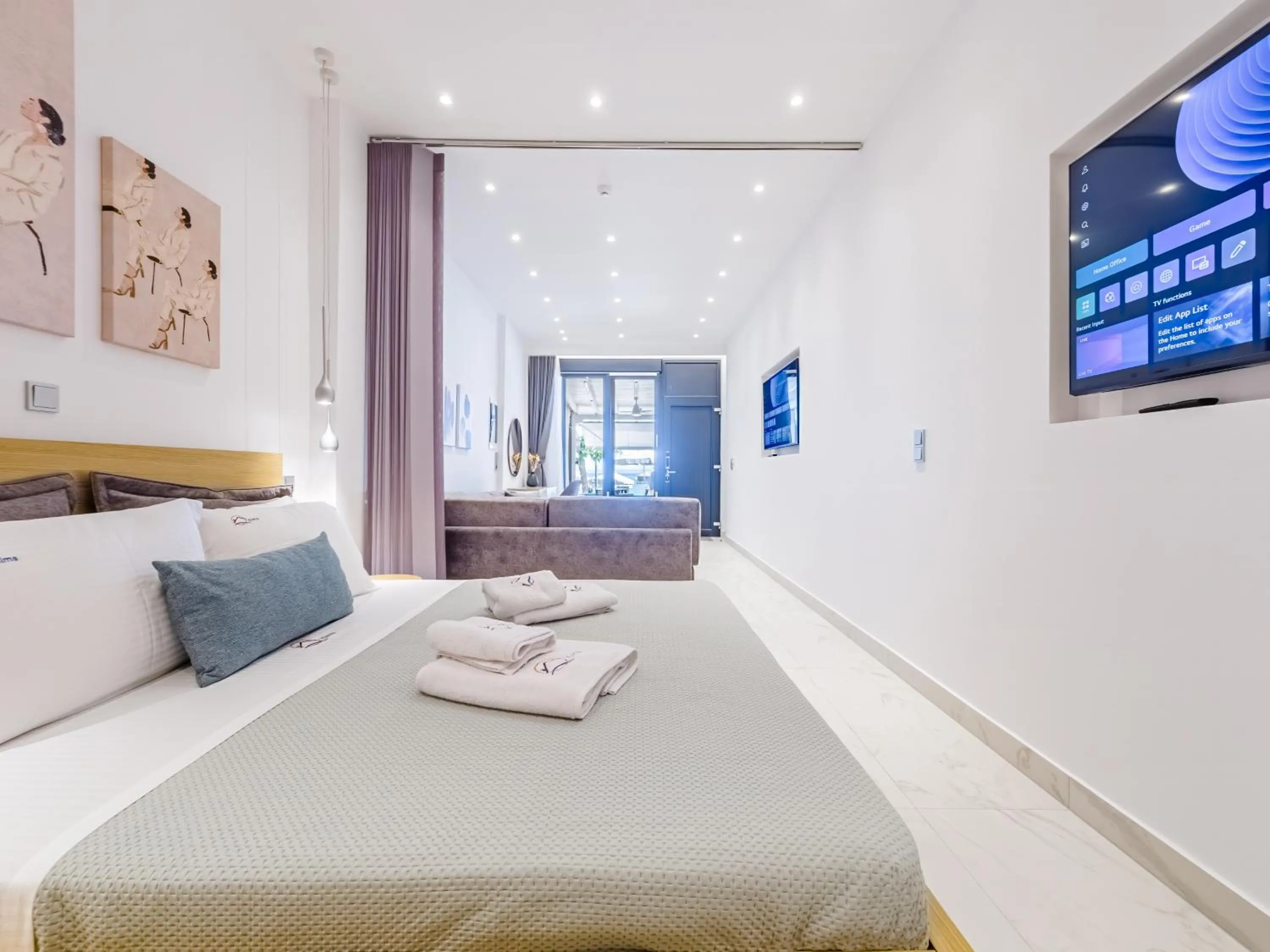 TV and multimedia, Bed in Kima Premium Apartments
