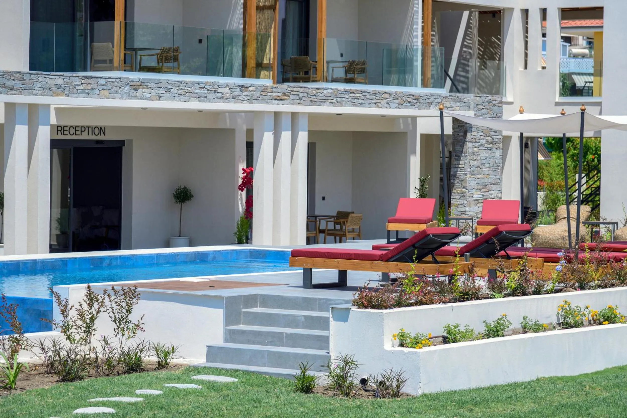 Pool view in Amyntas Seafront Hotel