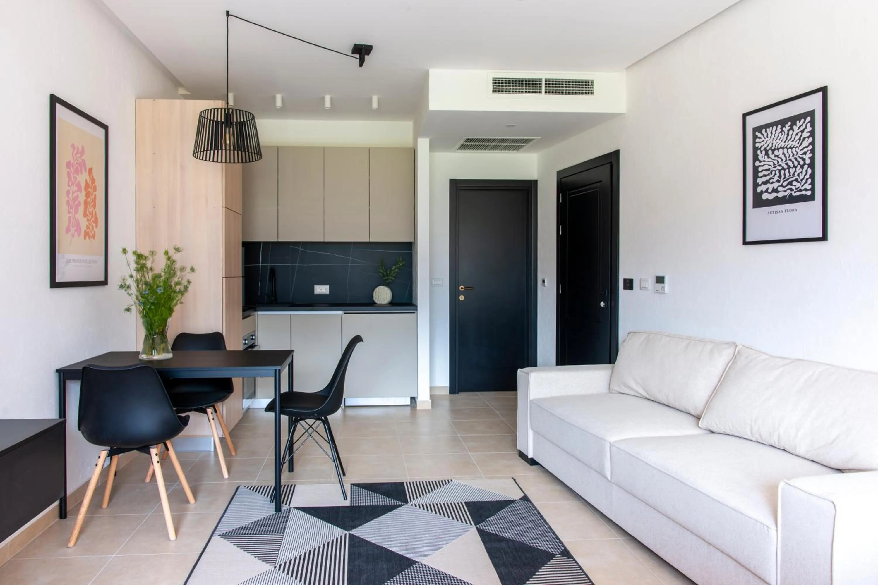 Seating area in Soho Suites