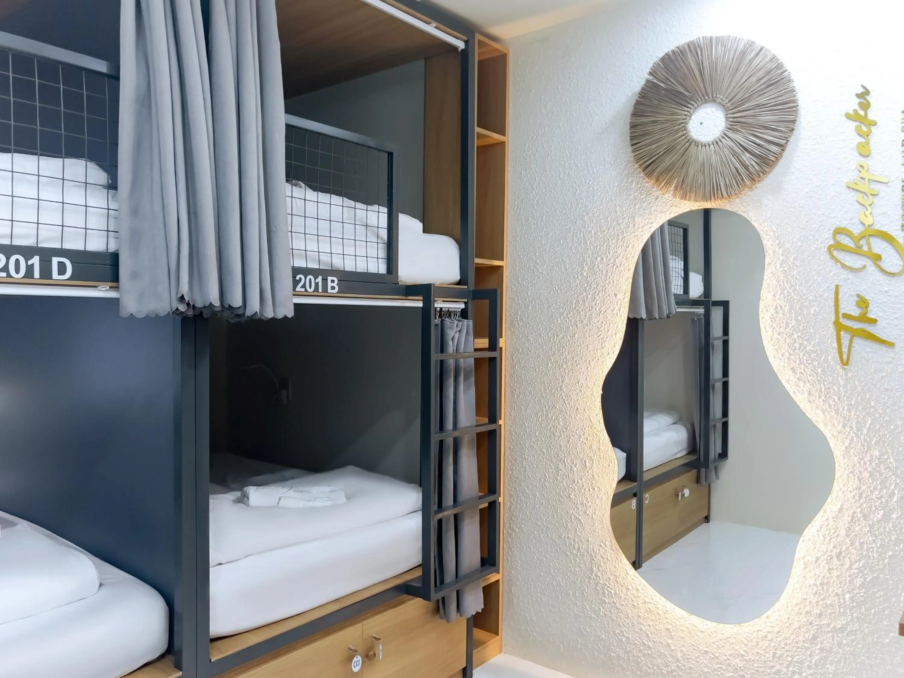 Decorative detail, Bed in The Backpacker Hostel and spa