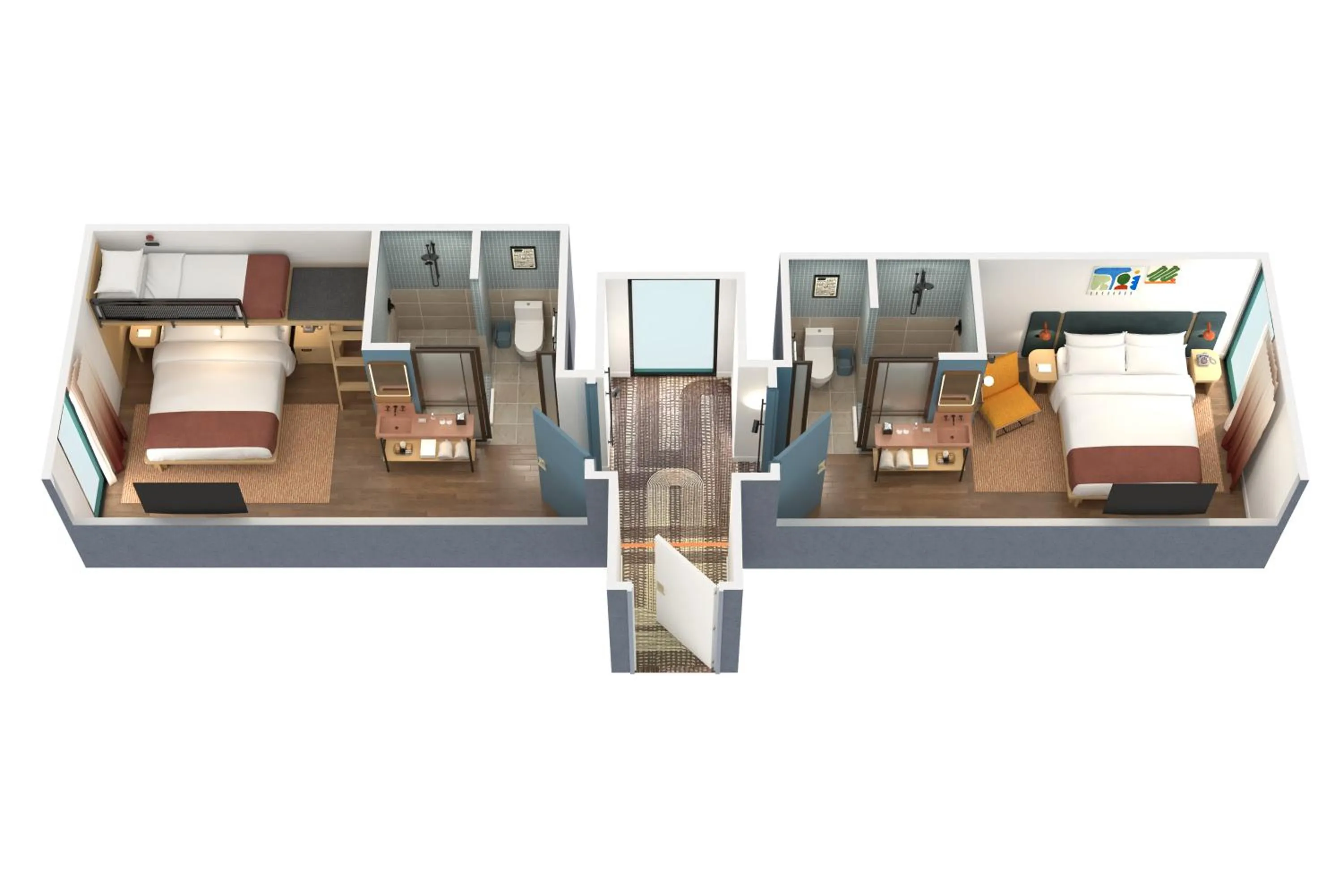 Floor plan, Bed in Moxy Sydney Airport