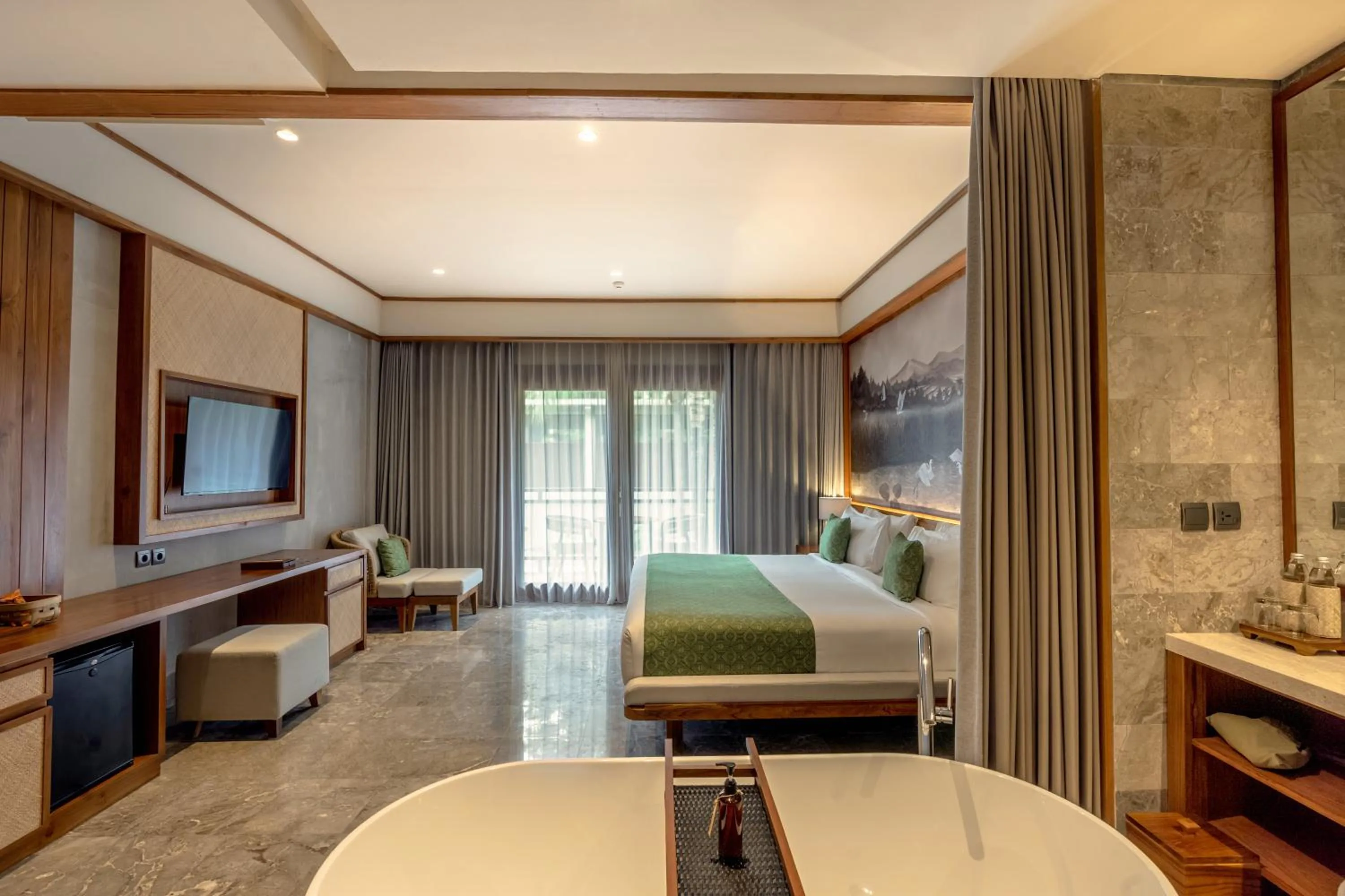 Bathroom, Bed in AnandaDara Ubud Resort & Spa