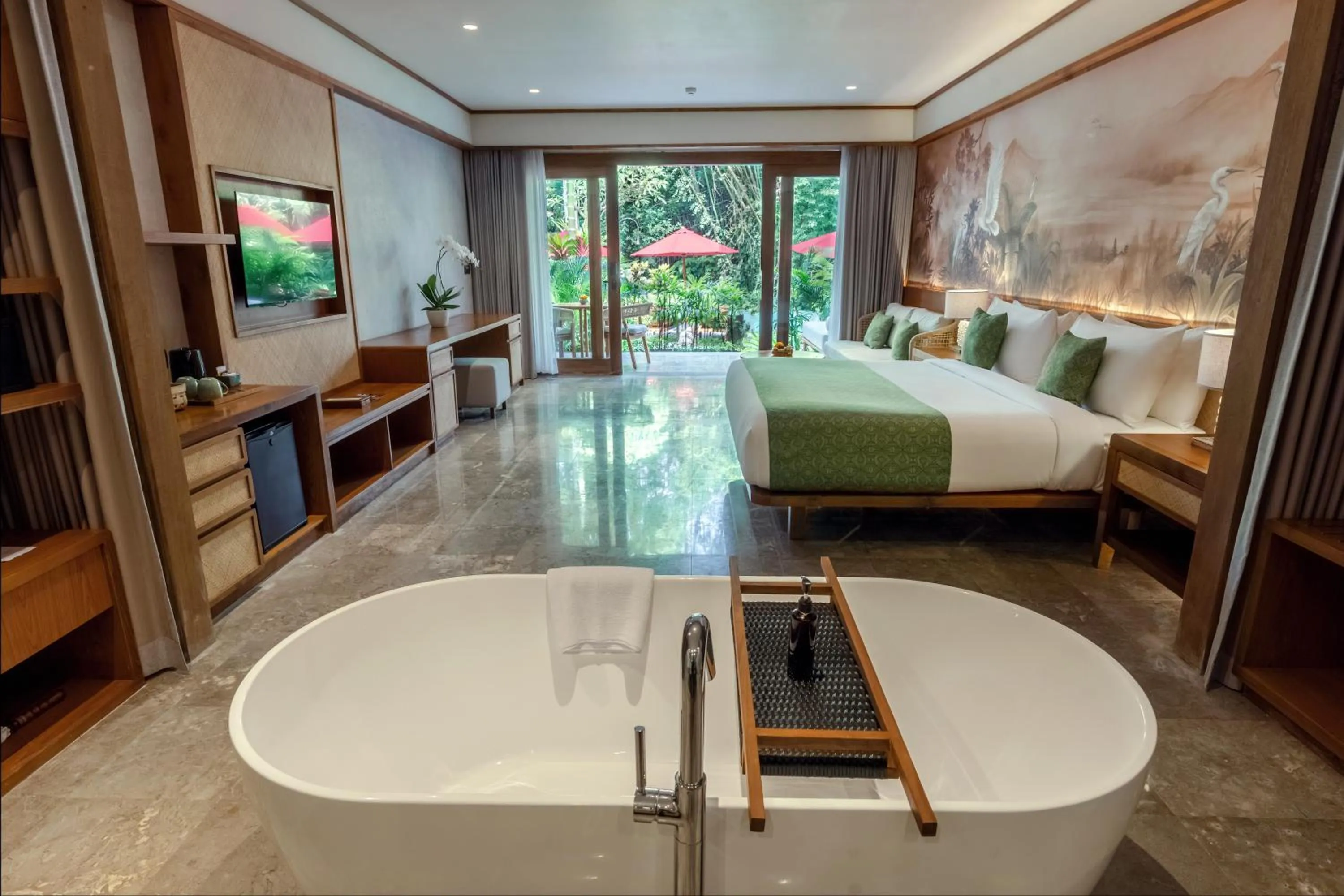 Bathroom, Bed in AnandaDara Ubud Resort & Spa