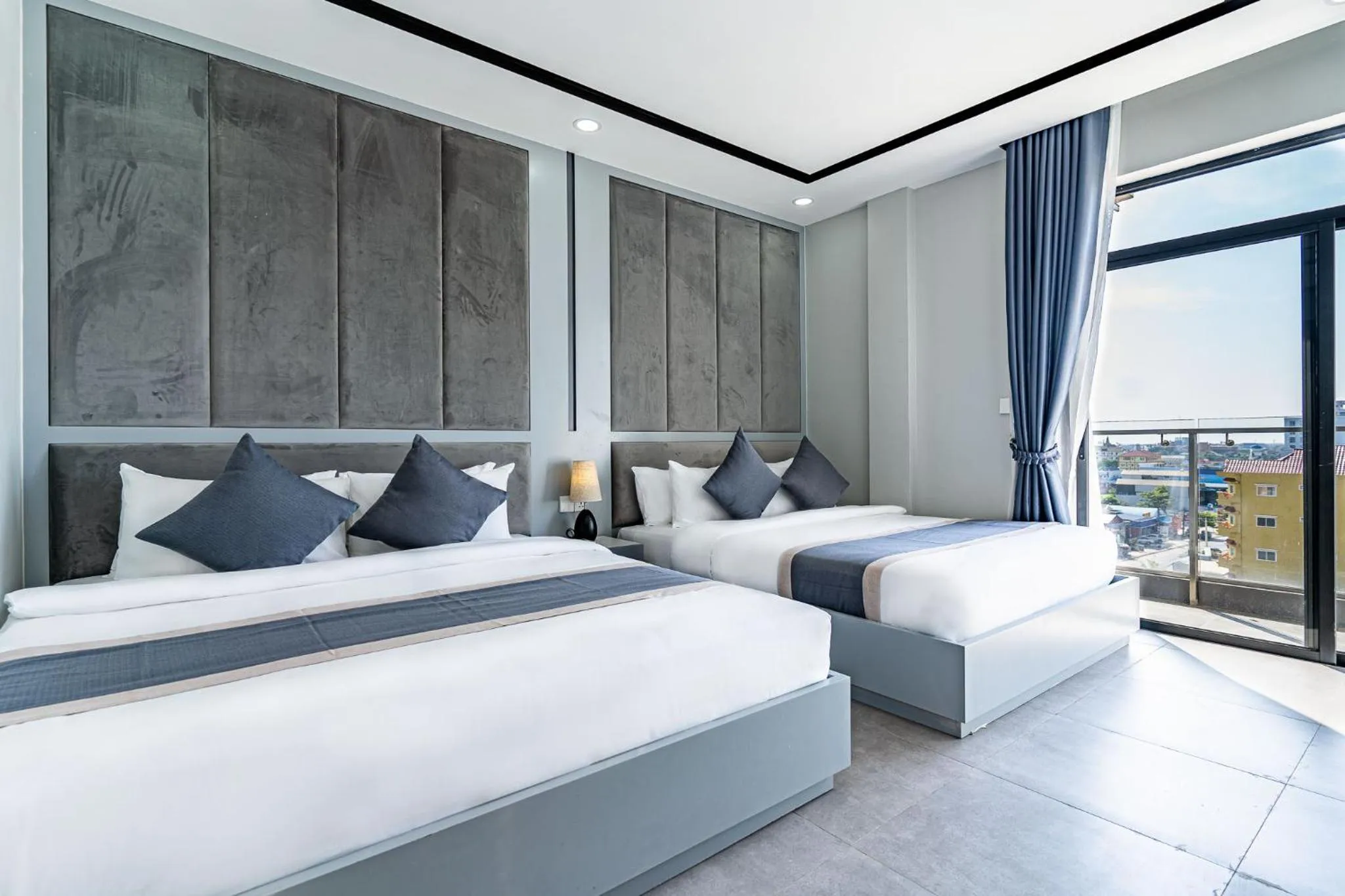 Bed in The Square Kampot Hotel