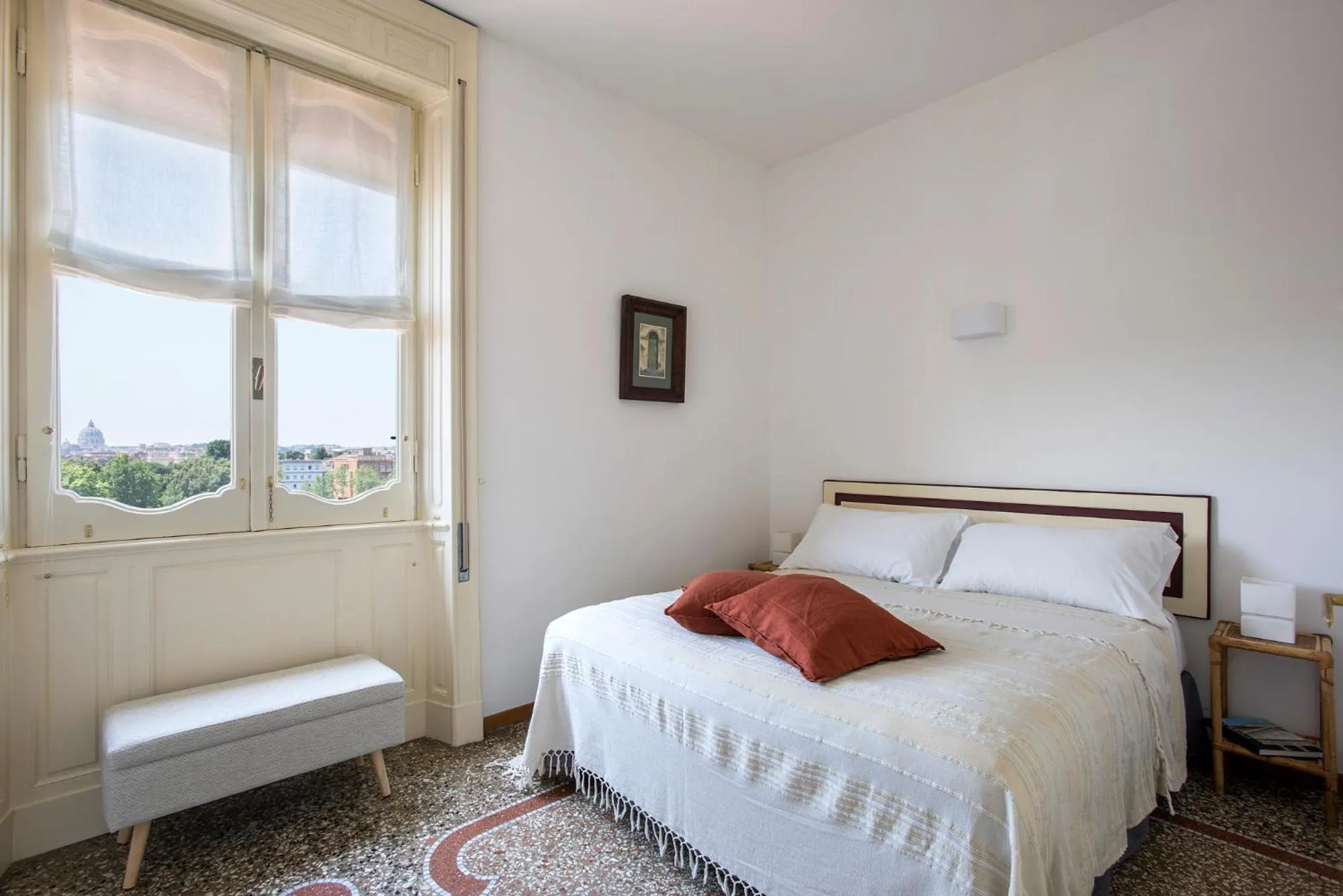 Bedroom, Bed in ""Bright Top Floor Apartment Vatican & Tiber View, Steps from Olympic Stadium"