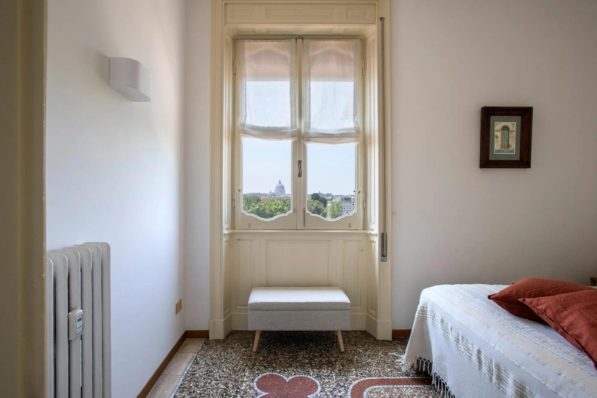 Bedroom, Bed in ""Bright Top Floor Apartment Vatican & Tiber View, Steps from Olympic Stadium"