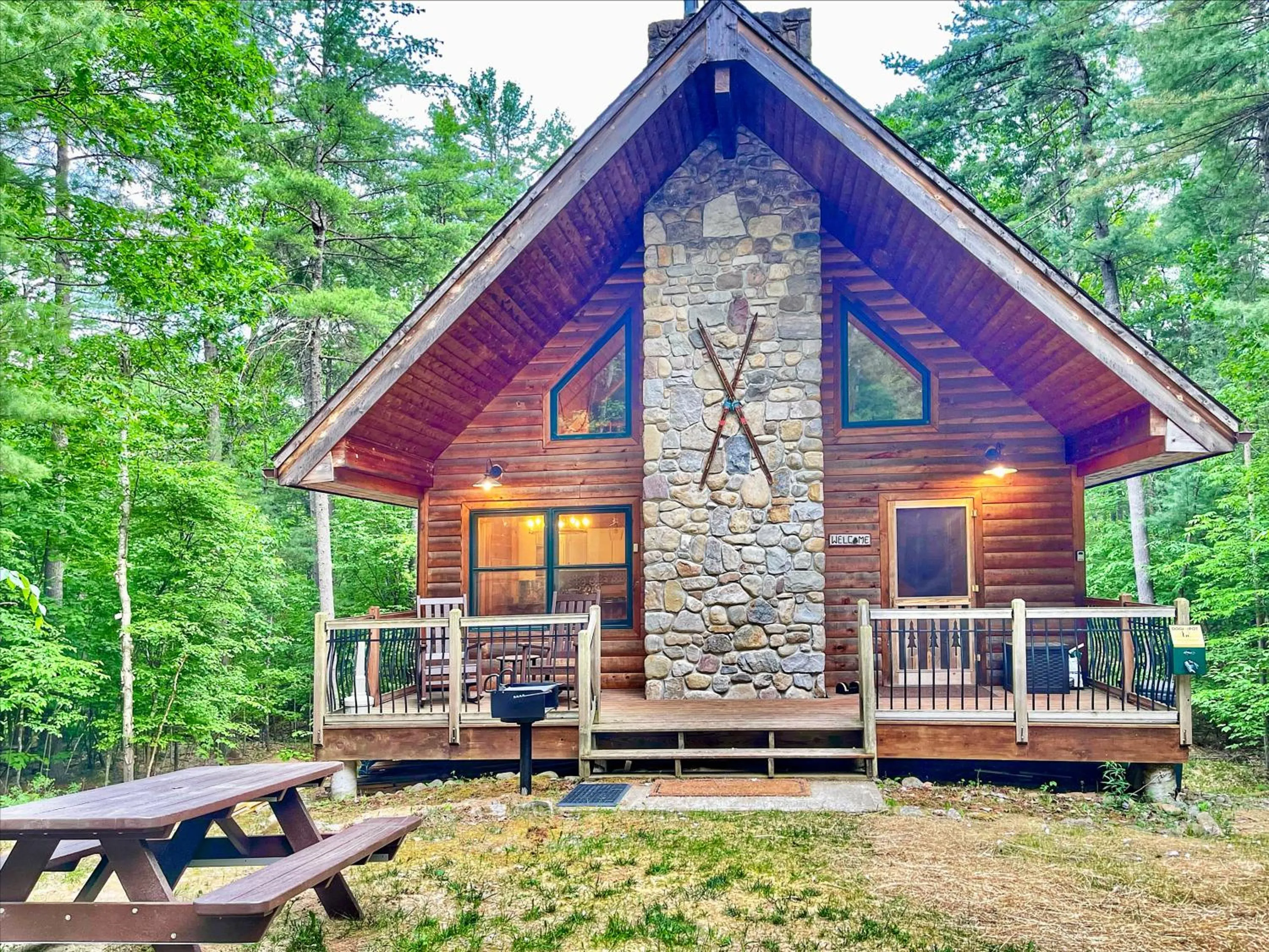 Property building in Adirondack Mountain Cabin with Hot Tub, Near Whiteface, Lake Placid, Fire Pit, Game Rm