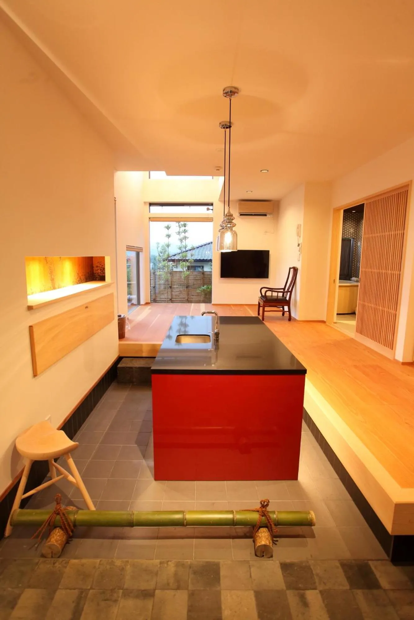 Kitchen or kitchenette in Sanjoubou Sansou villa