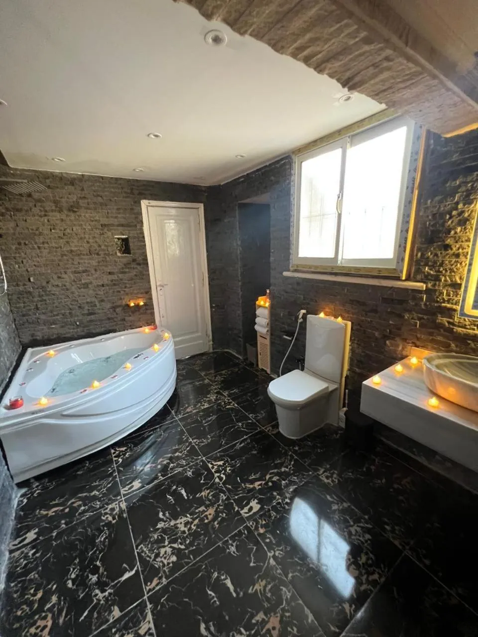 Bathroom in downtown Family Suites