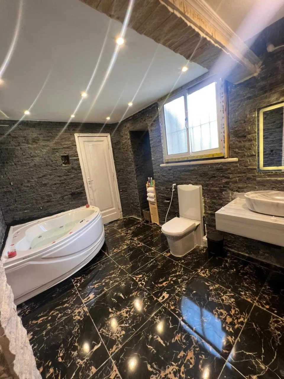 Bathroom in downtown Family Suites