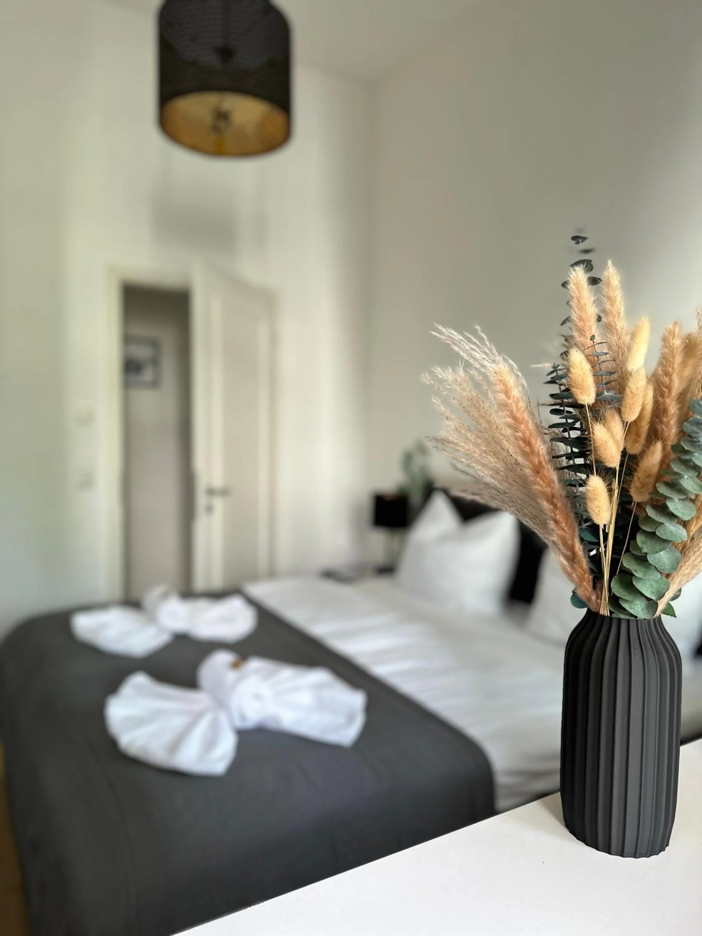 Bed in Oasis Appart - Wohnen im Königspark - Elbhang Dresden - große Terrasse - Netflix - TG