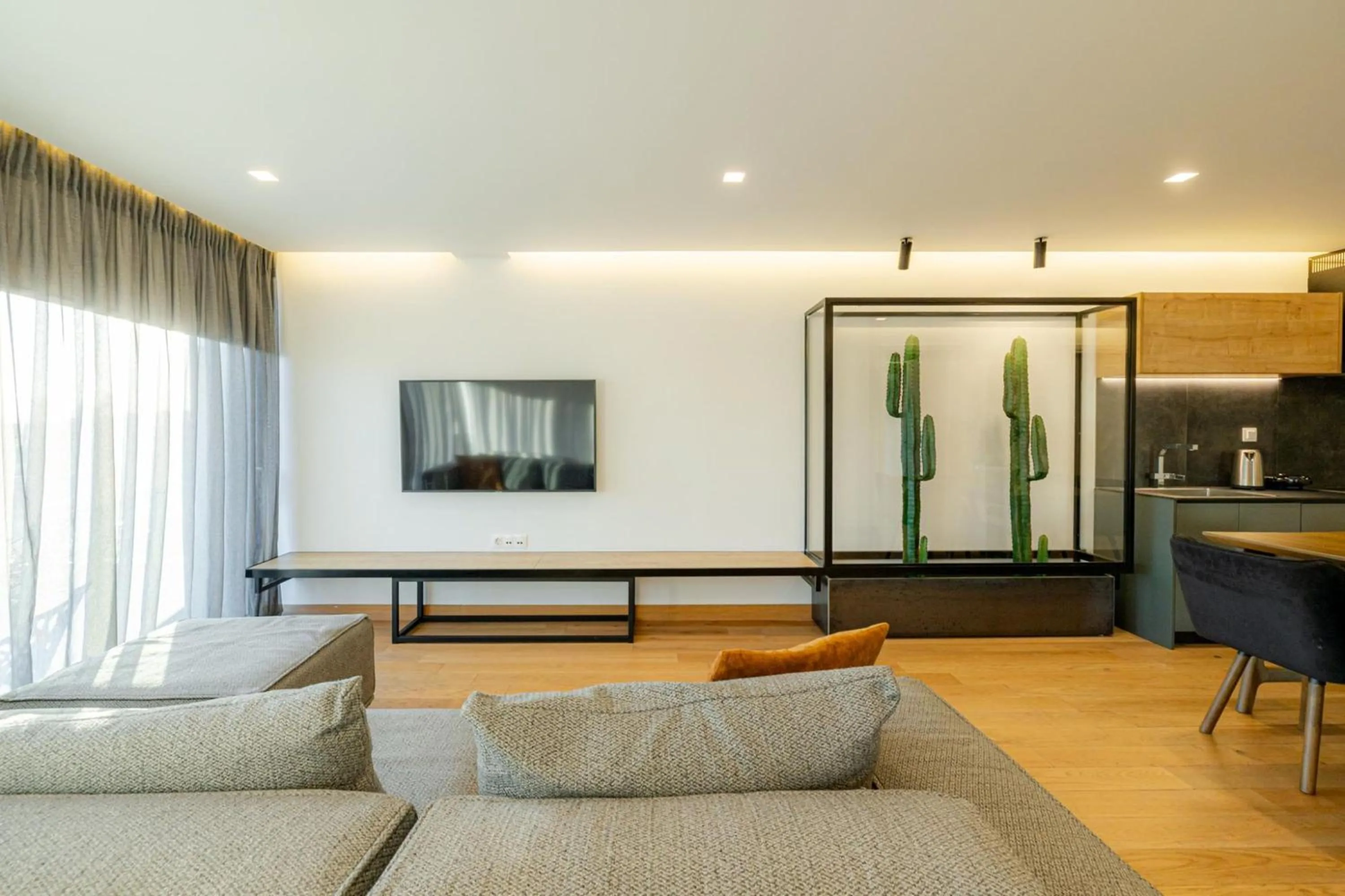 TV and multimedia in Earth Boutique Apartments next to Stavros Niarchos