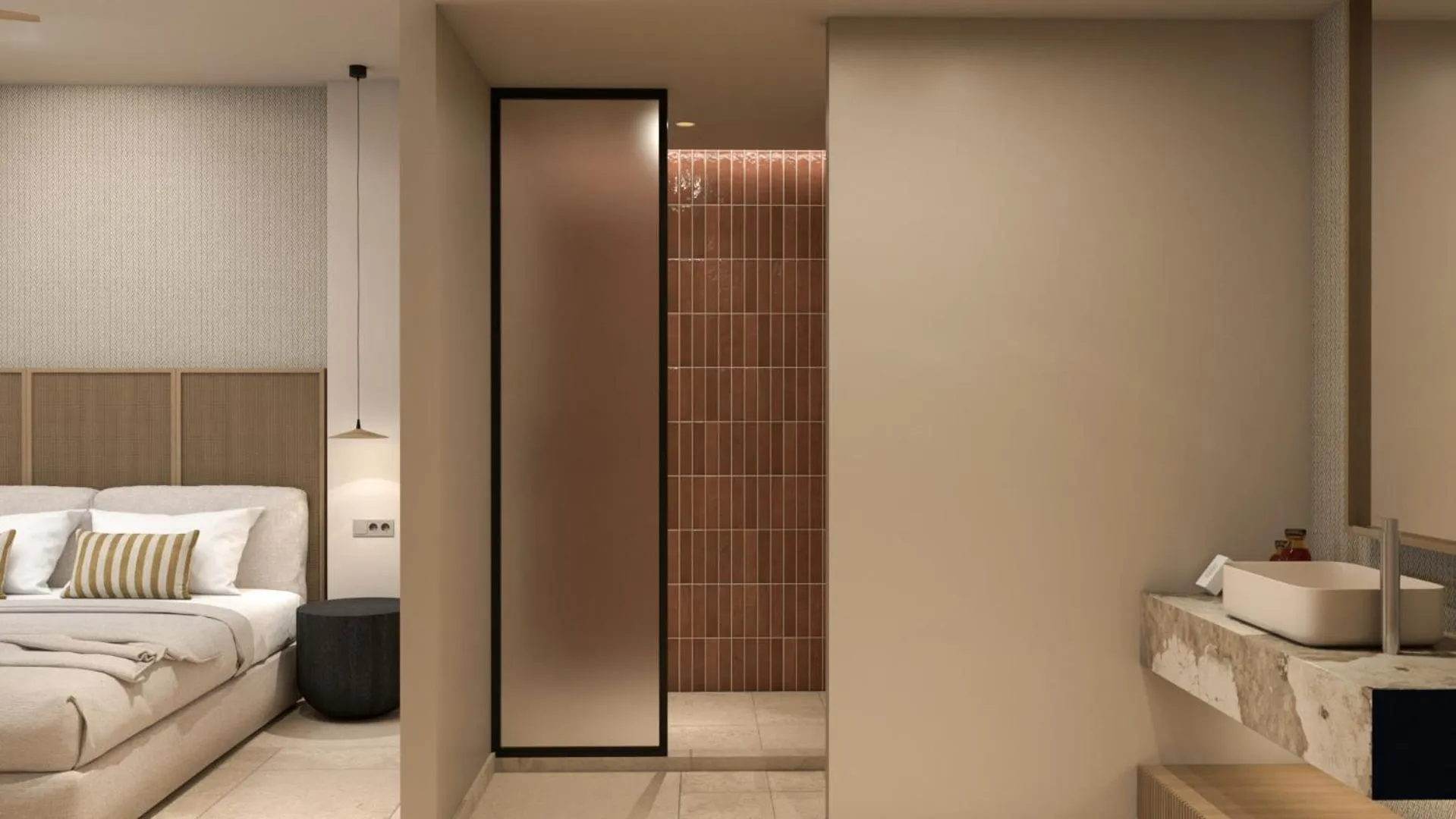 Bathroom, Bed in Atlantica Callisto