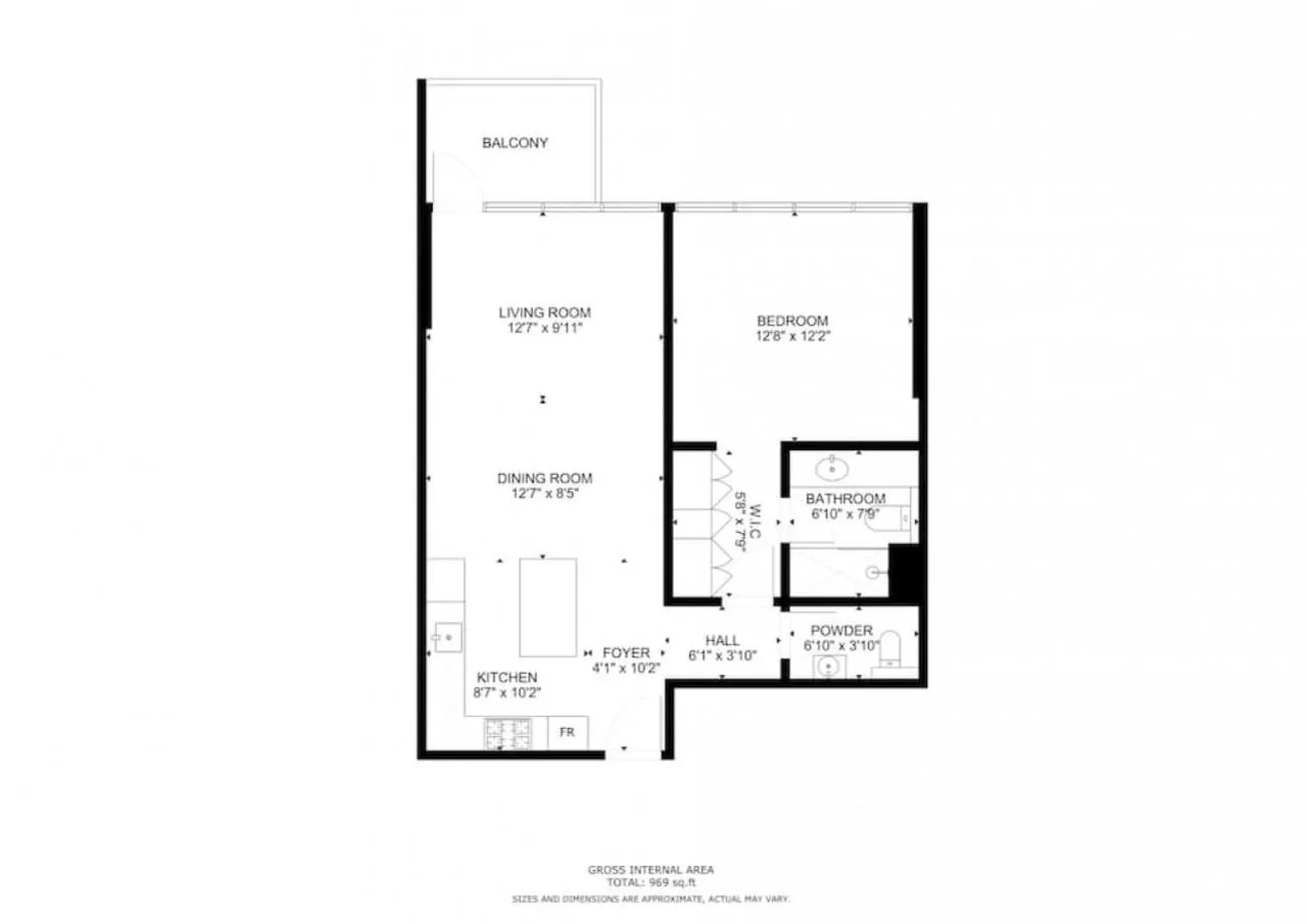 Floor plan in O Ten, Al Jaddaf - Smart One Bedroom