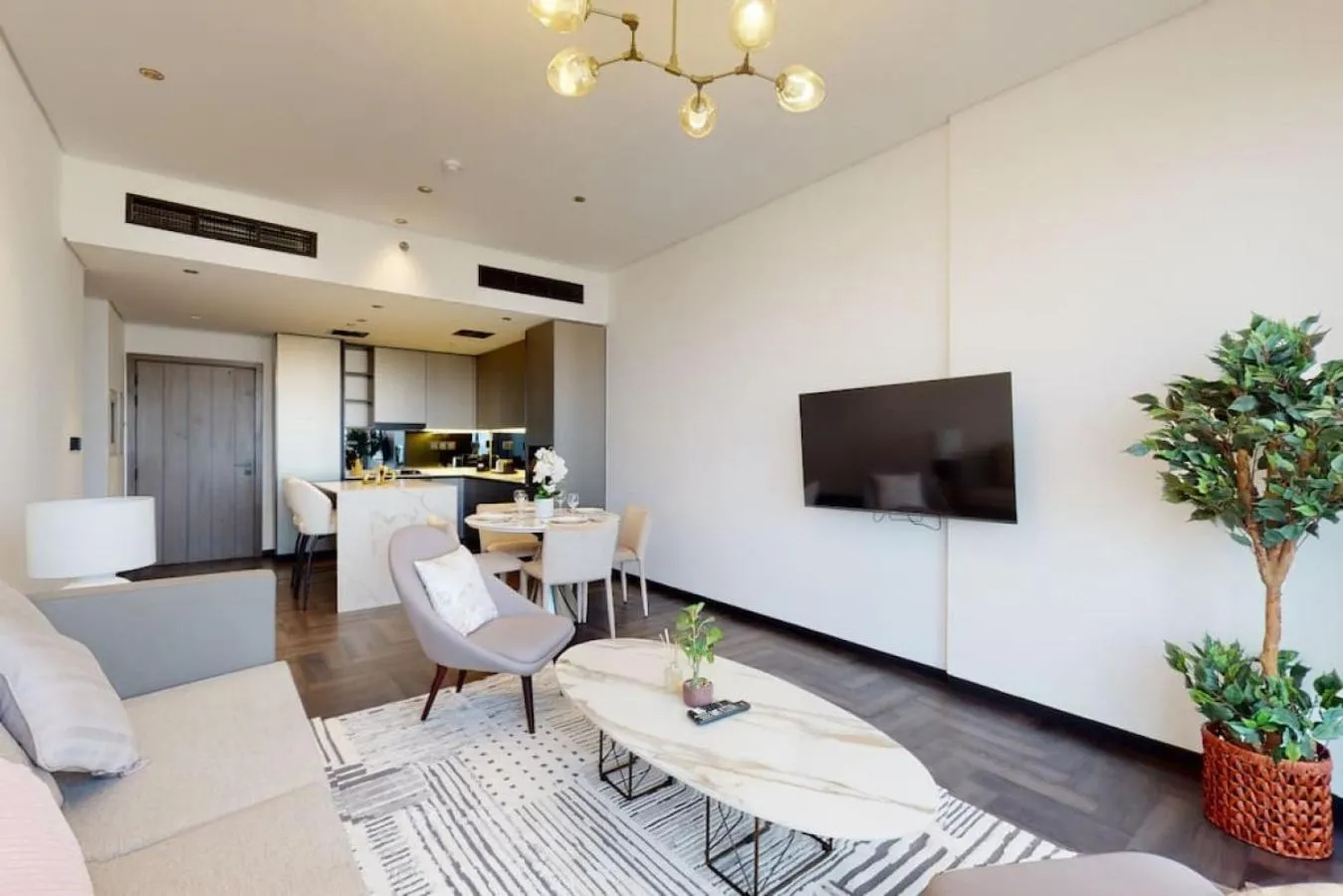 Living room in O Ten, Al Jaddaf - Smart One Bedroom