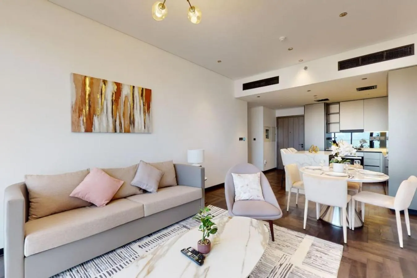 Living room in O Ten, Al Jaddaf - Smart One Bedroom