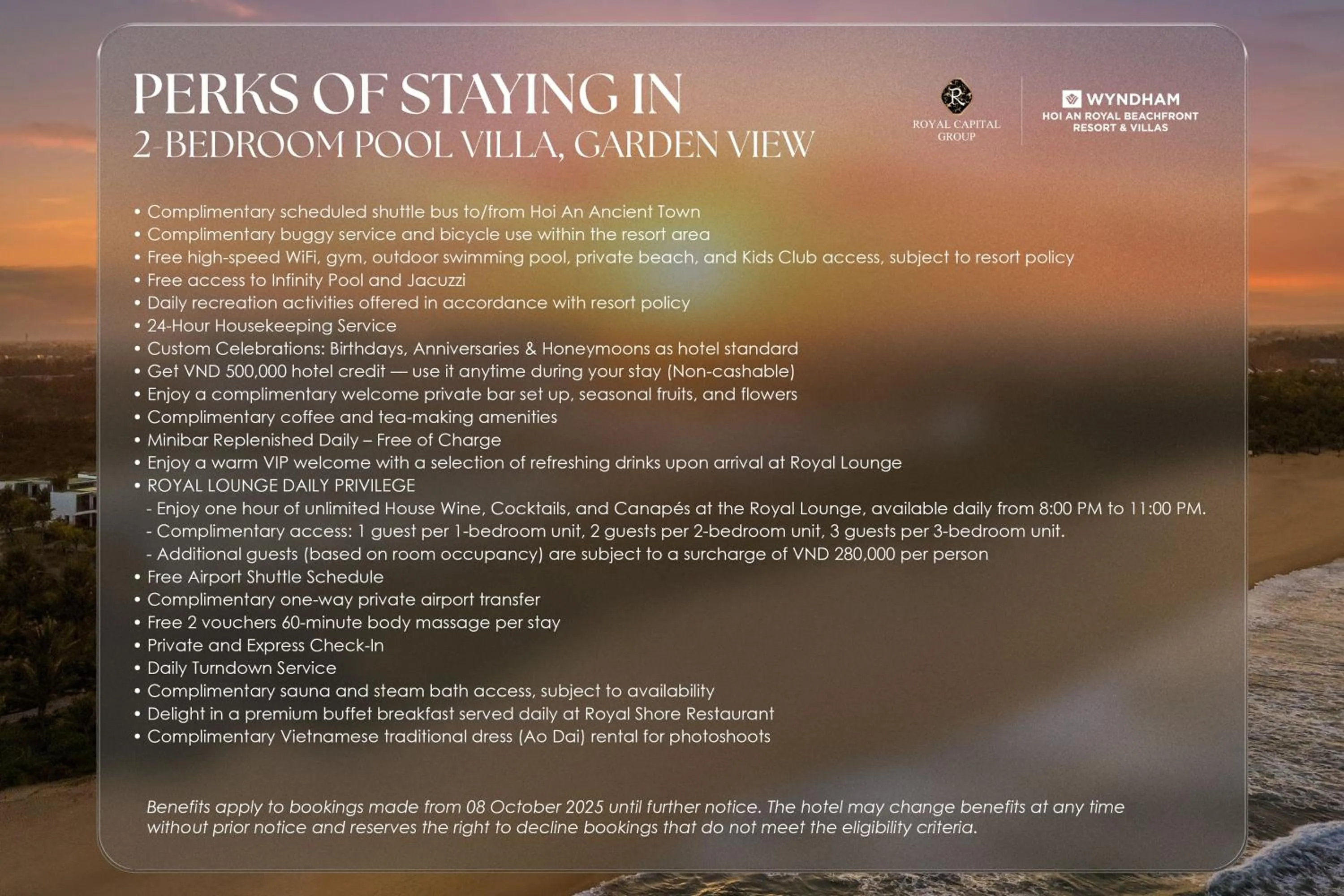 room service in Wyndham Hoi An Royal Beachfront Resort & Villas