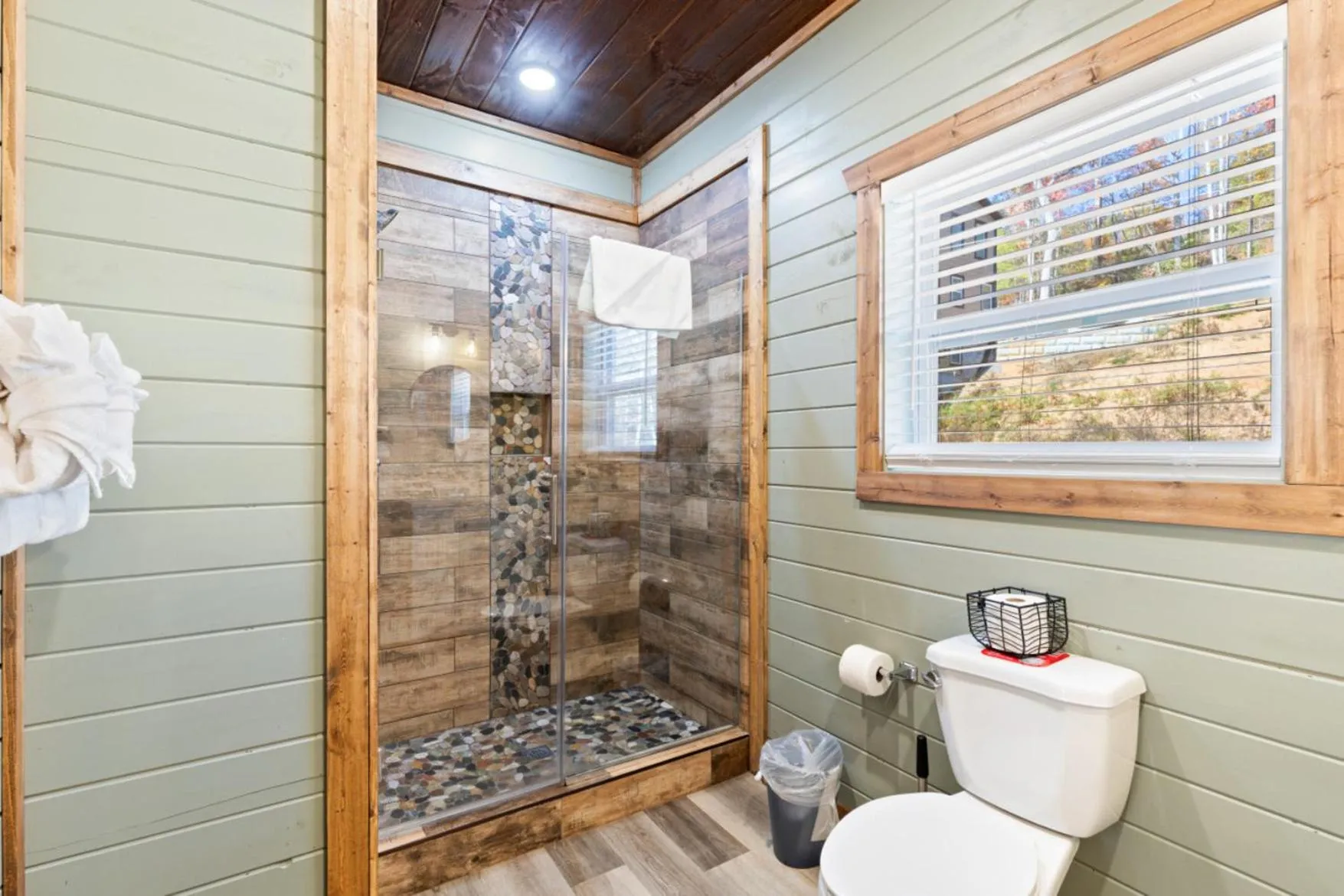 Shower in Luxe Mountain Pool Escape by Ghosal Luxury Lodging