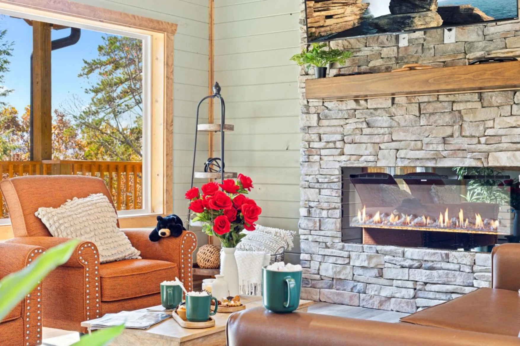 Living room in Luxe Mountain Pool Escape by Ghosal Luxury Lodging