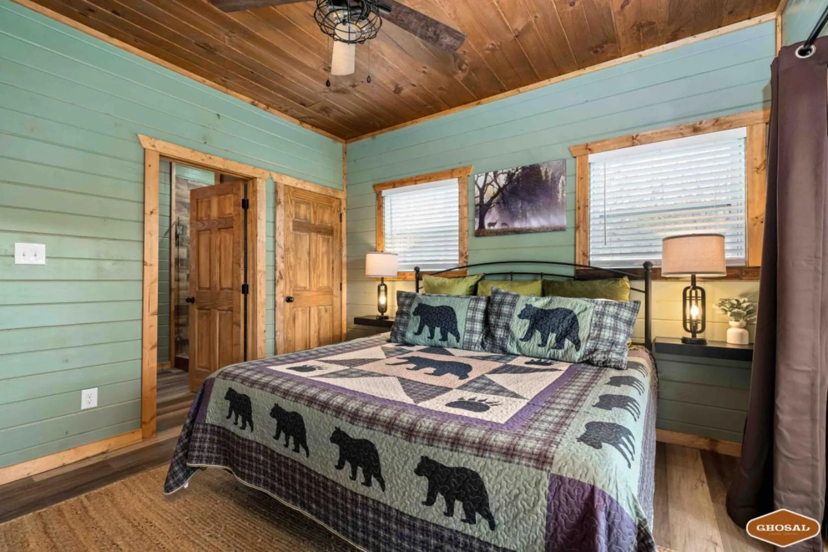 Bed in Luxe Mountain Pool Escape by Ghosal Luxury Lodging