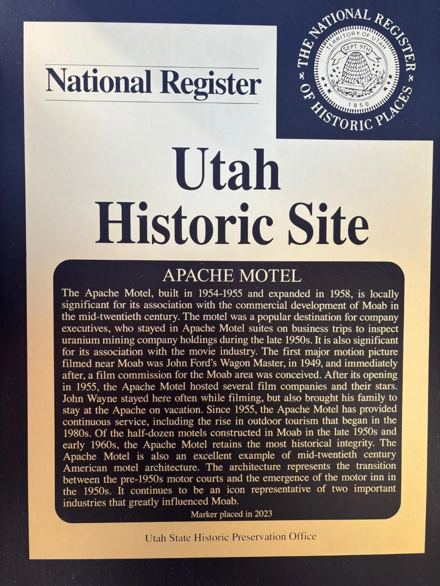Certificate/Award in Apache Motel
