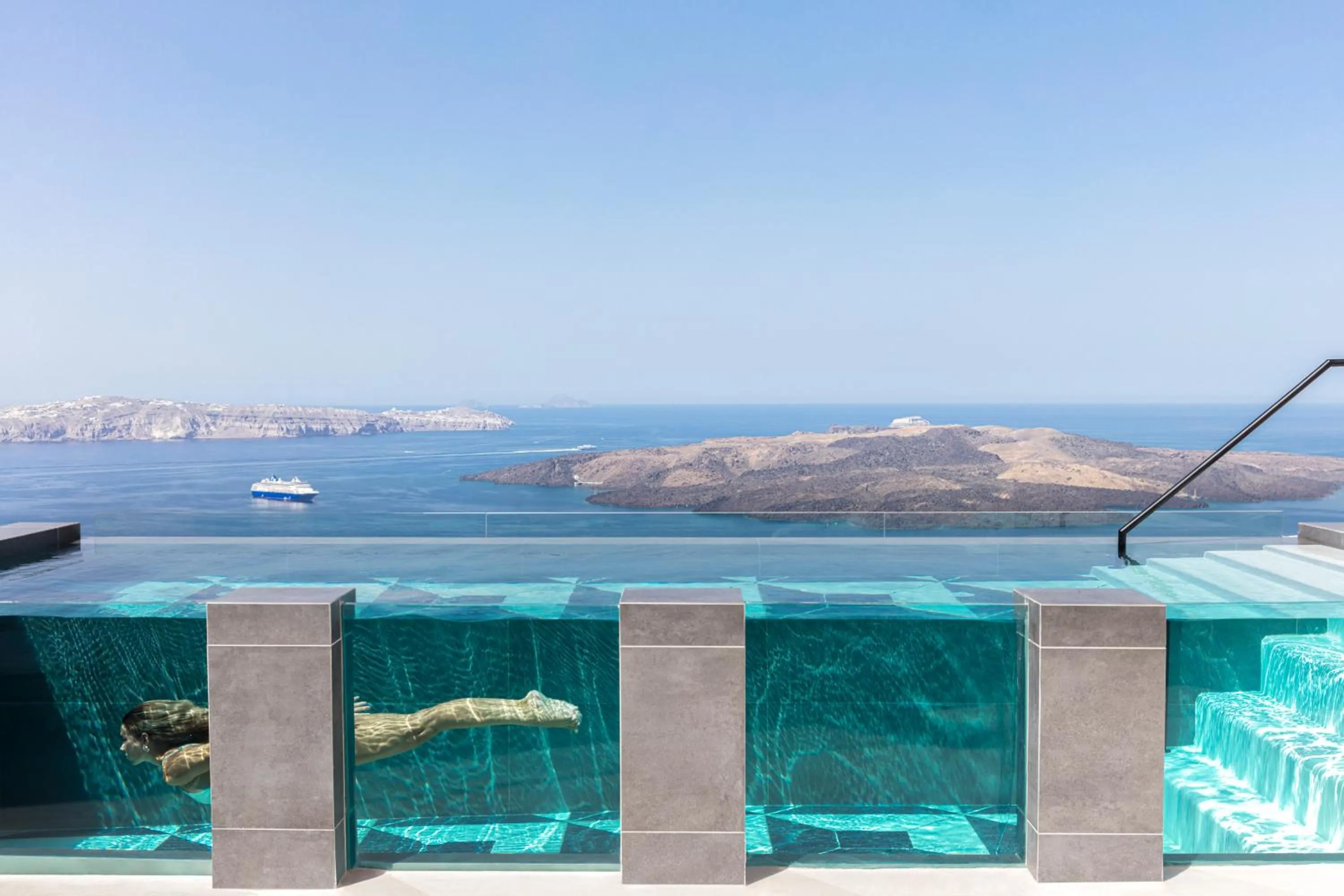 Pool view in CASASUNSHA Hybrid Retreat Santorini