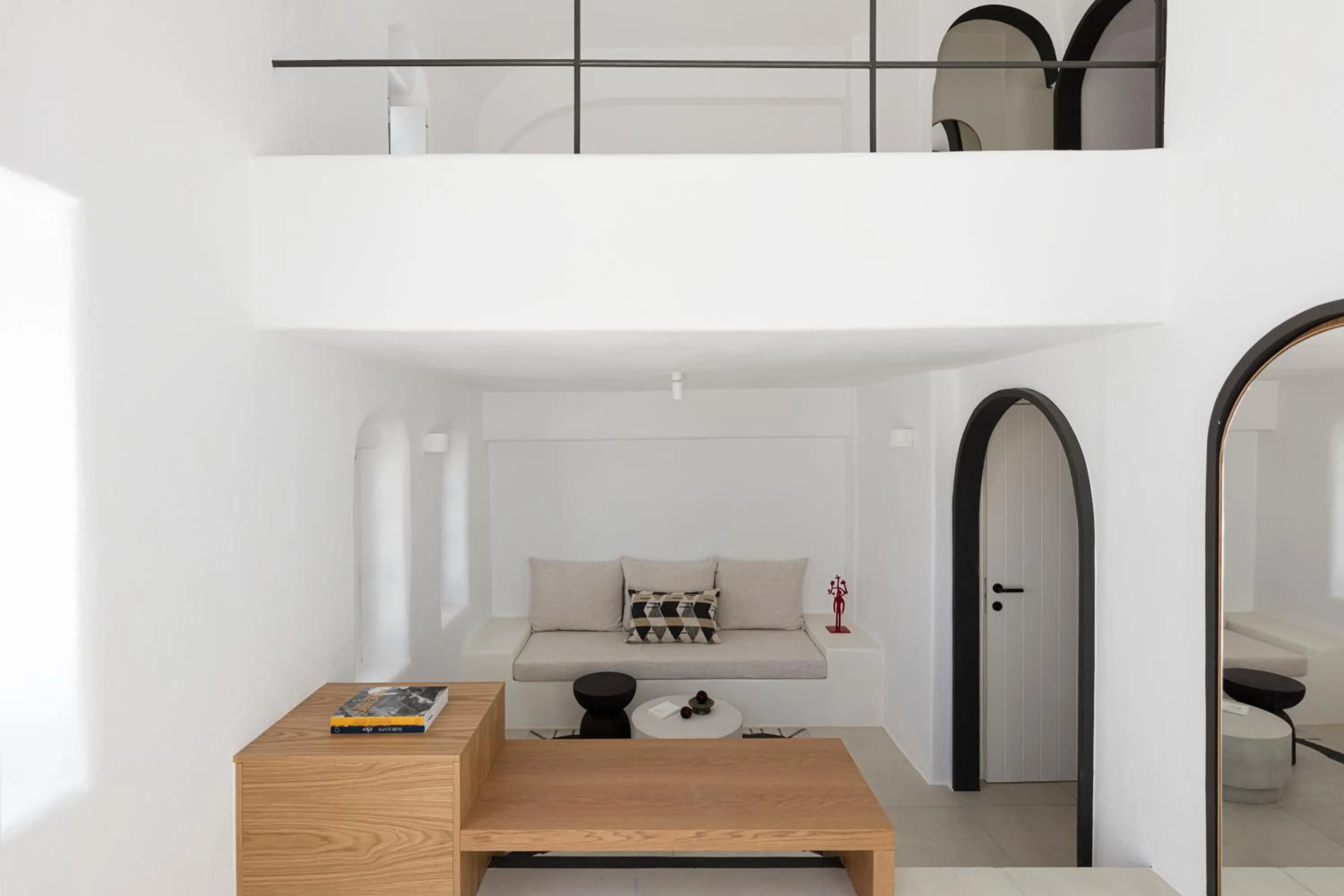 Living room, Bed in CASASUNSHA Hybrid Retreat Santorini