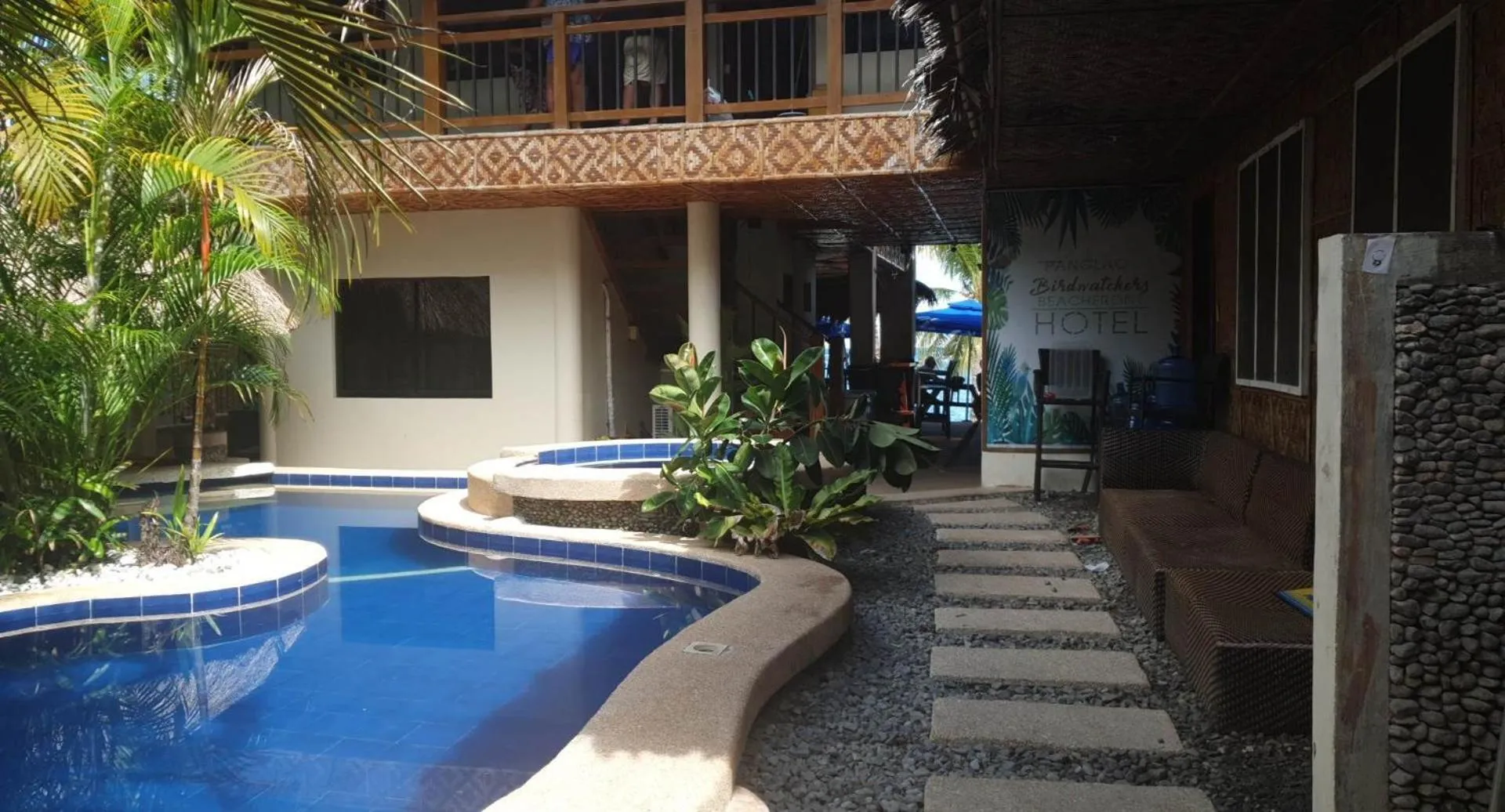 Pool view in birdwatchers beachfront hotel panglao