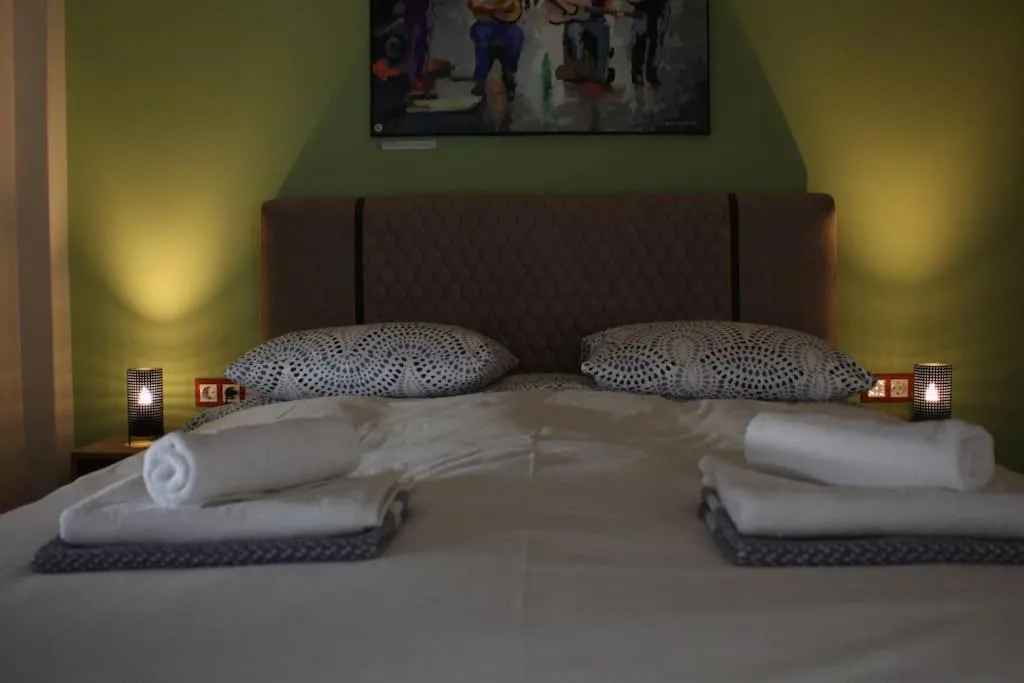 Bed in Agnes apartment Filopappou