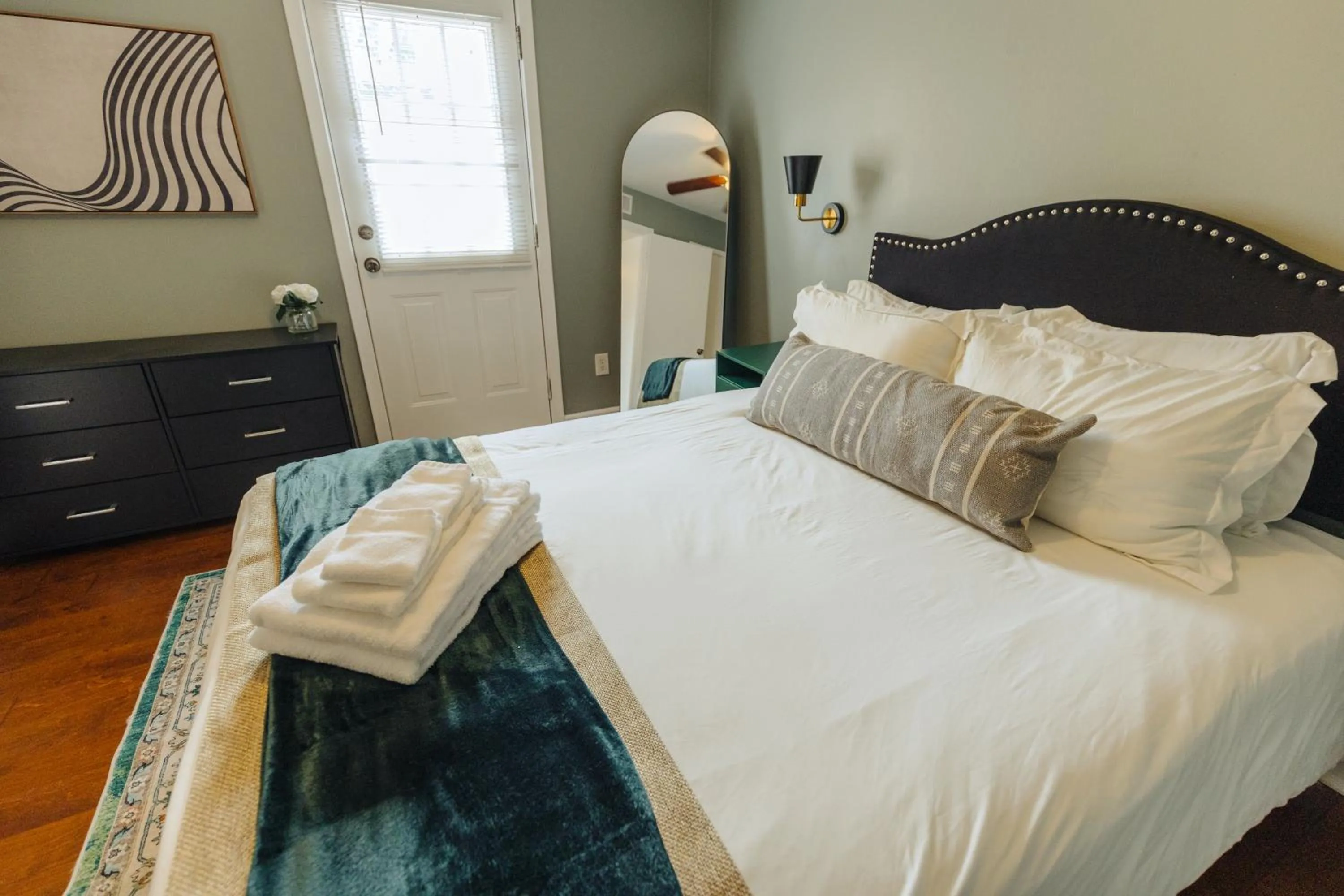 Bedroom, Bed in Centrally Located 2BR Overton Square Unit 1 Fast WiFi Free Parking Yes Pets