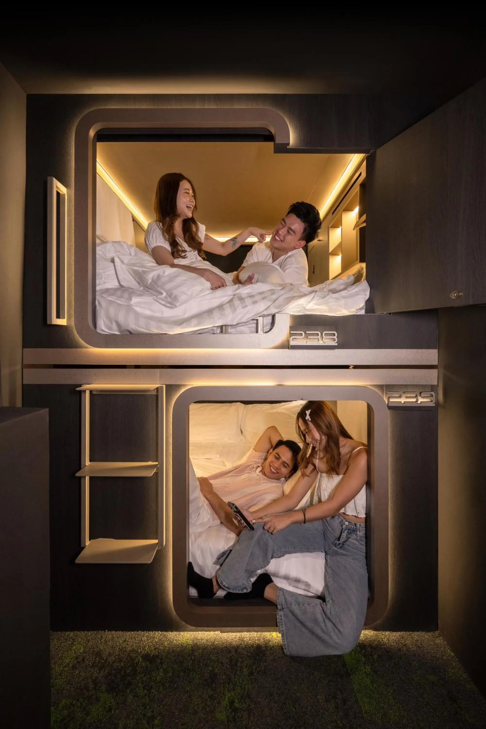 People, Bed in Cube Social Boutique Capsule Hotel at Boat Quay