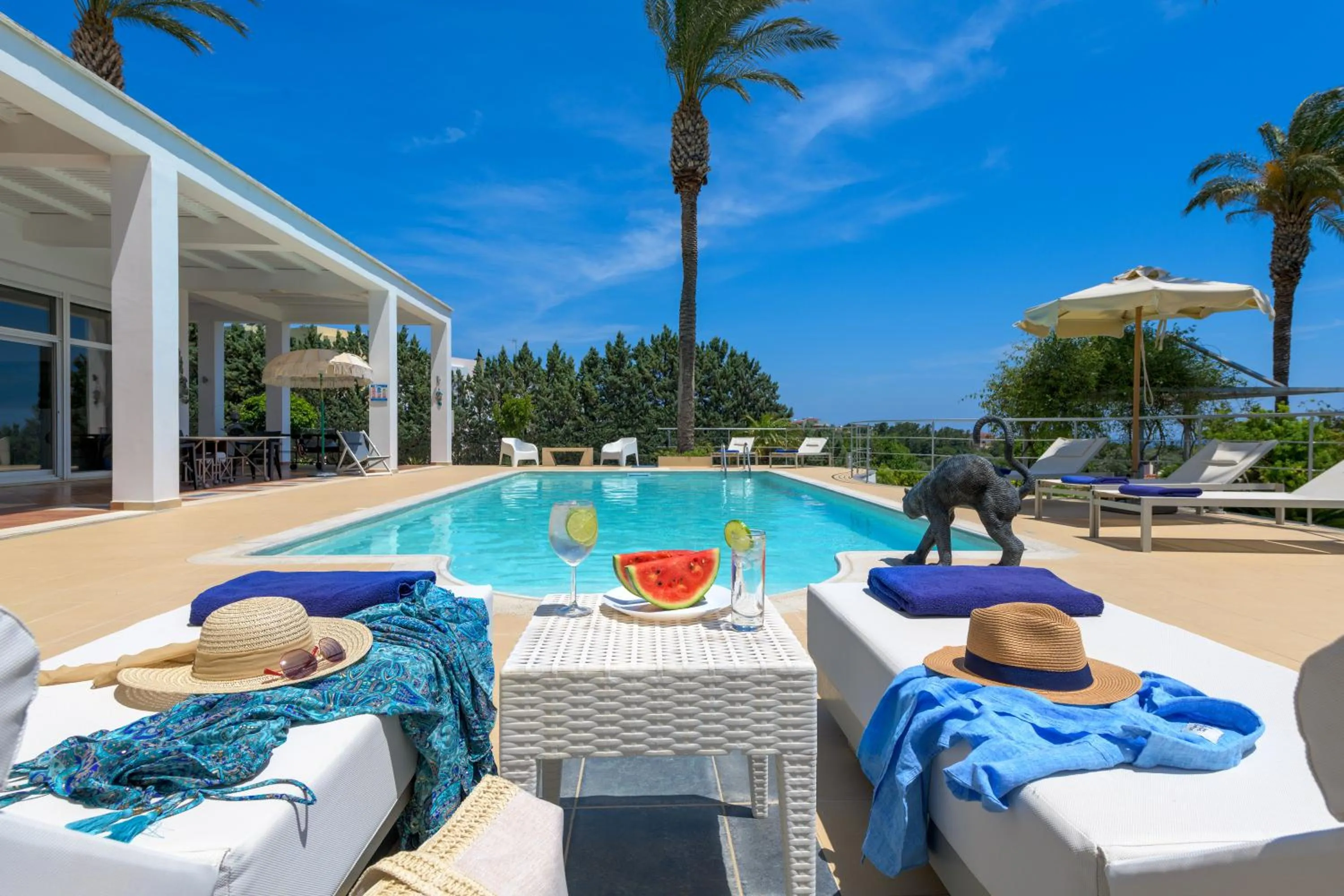 Pool view in Grande Dame Villa of Rhodes