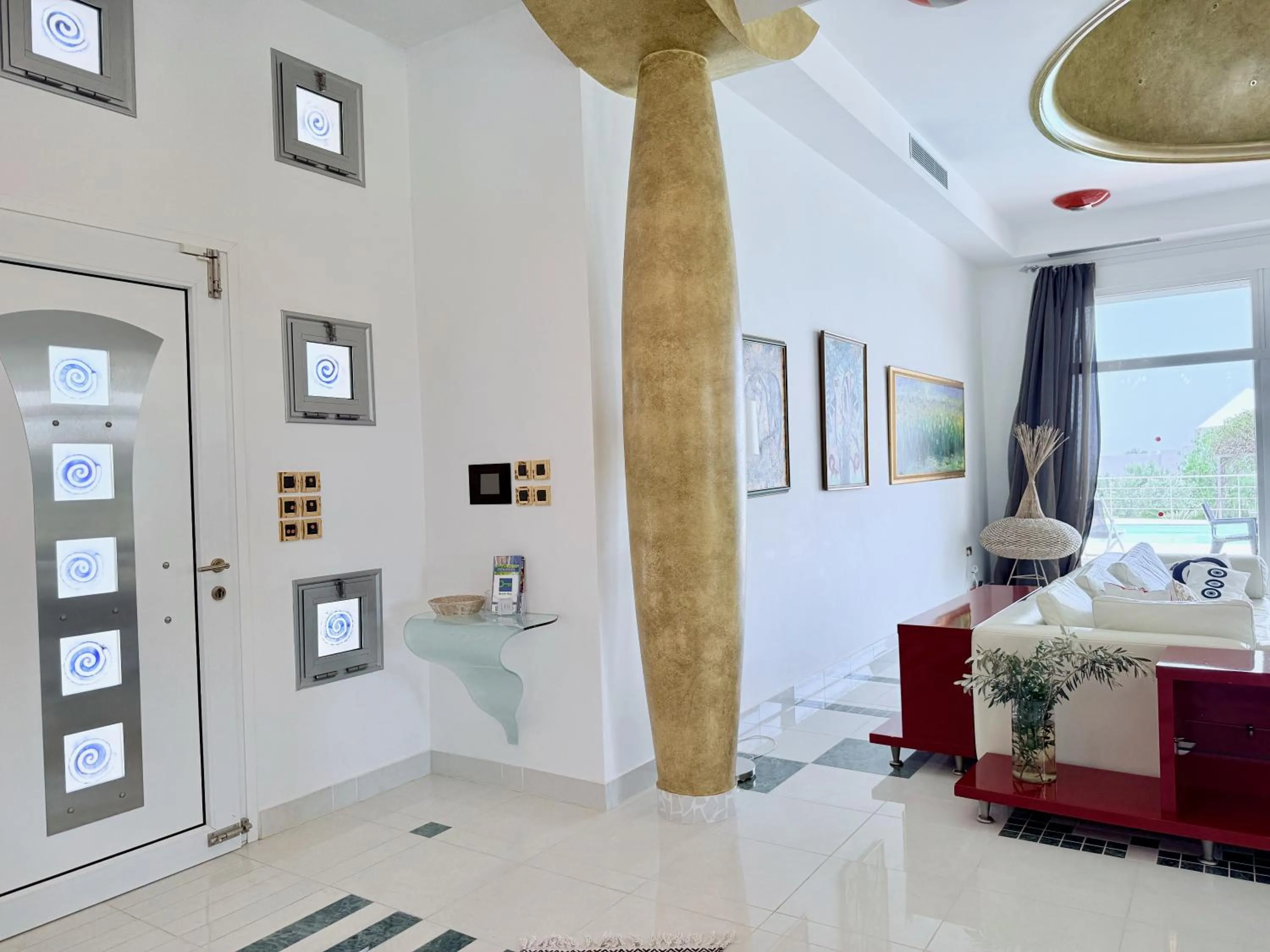 Facade/entrance, Bed in Grande Dame Villa of Rhodes
